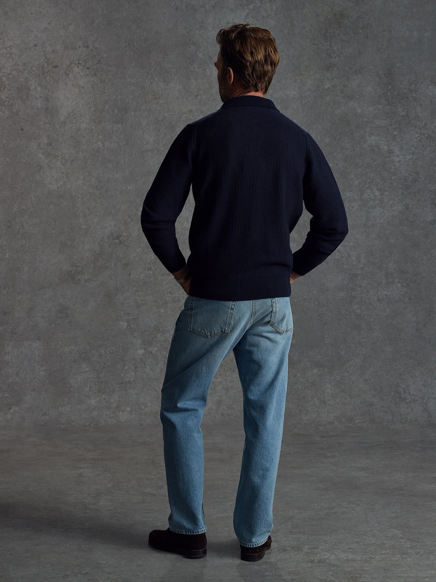 The Open Collar Cashmere Jumper - Ink