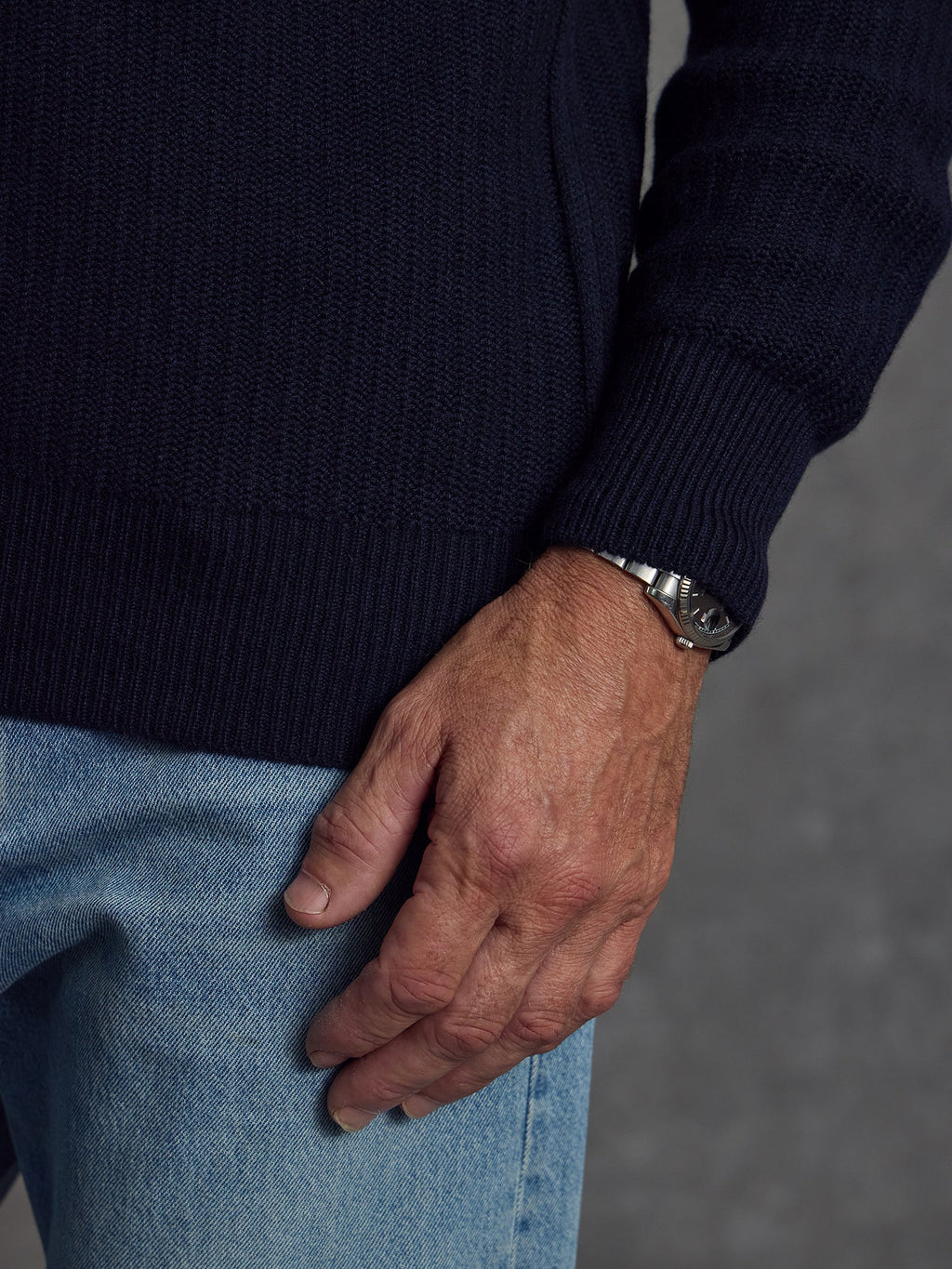 The Open Collar Cashmere Jumper - Ink