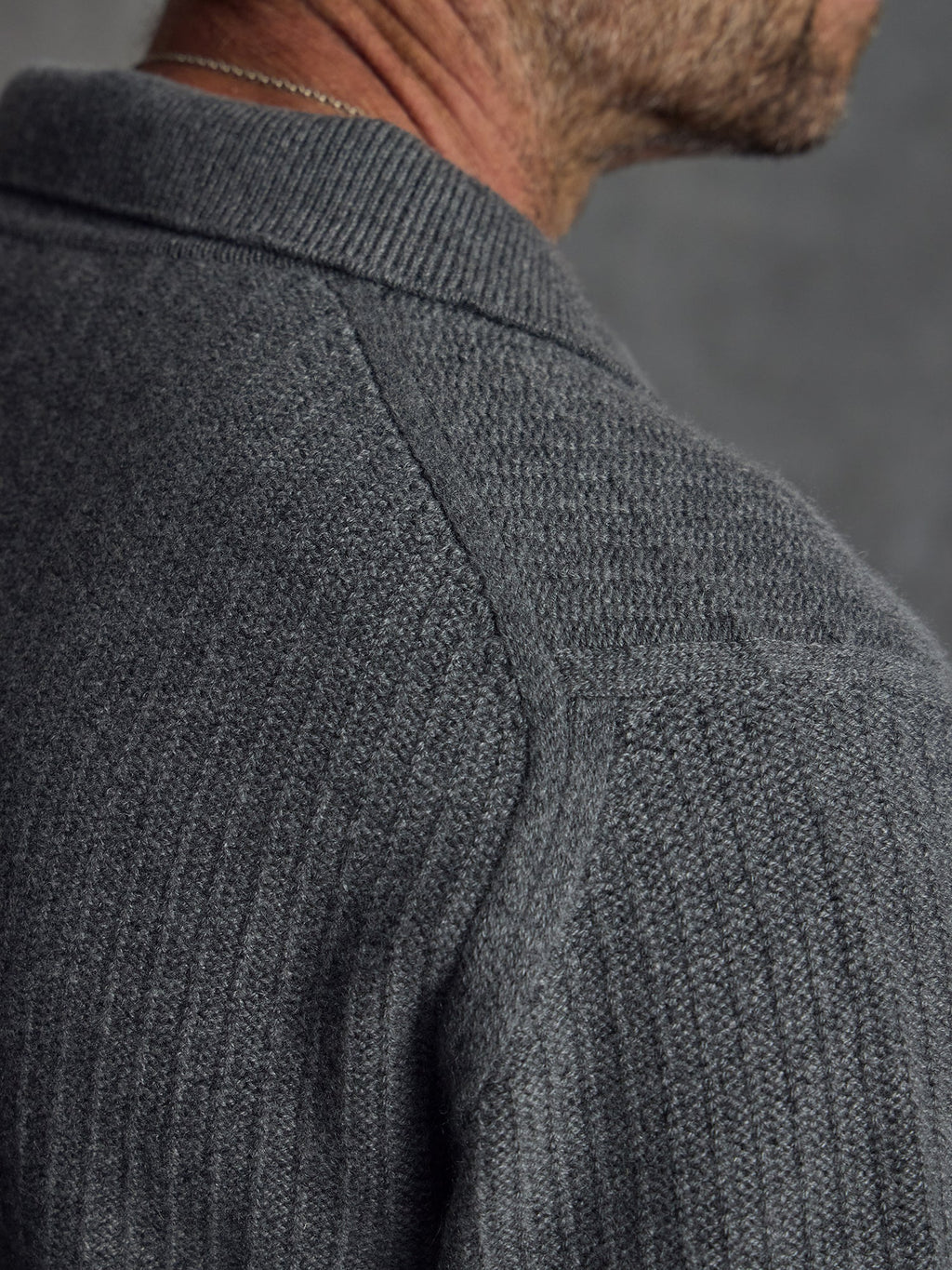 The Open Collar Cashmere Jumper - Cobble Grey