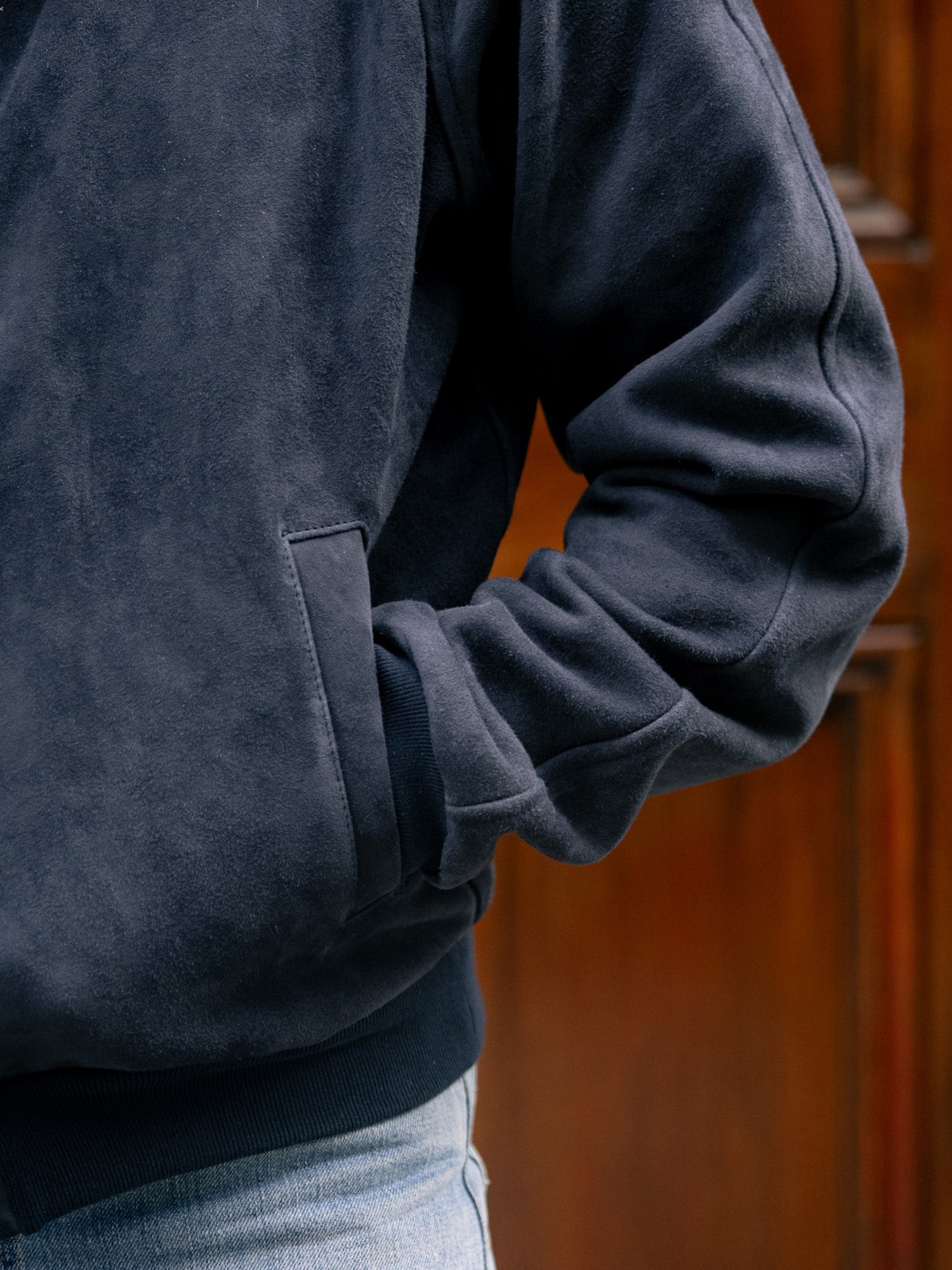 The PS Reversible Suede Bomber - Navy