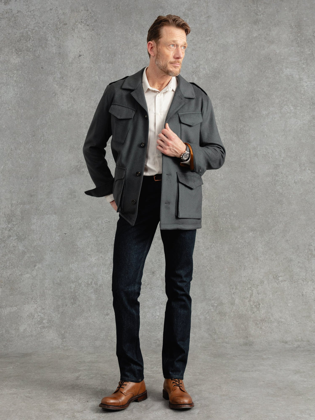 The Doeskin Revere Field Jacket - Cobble Grey
