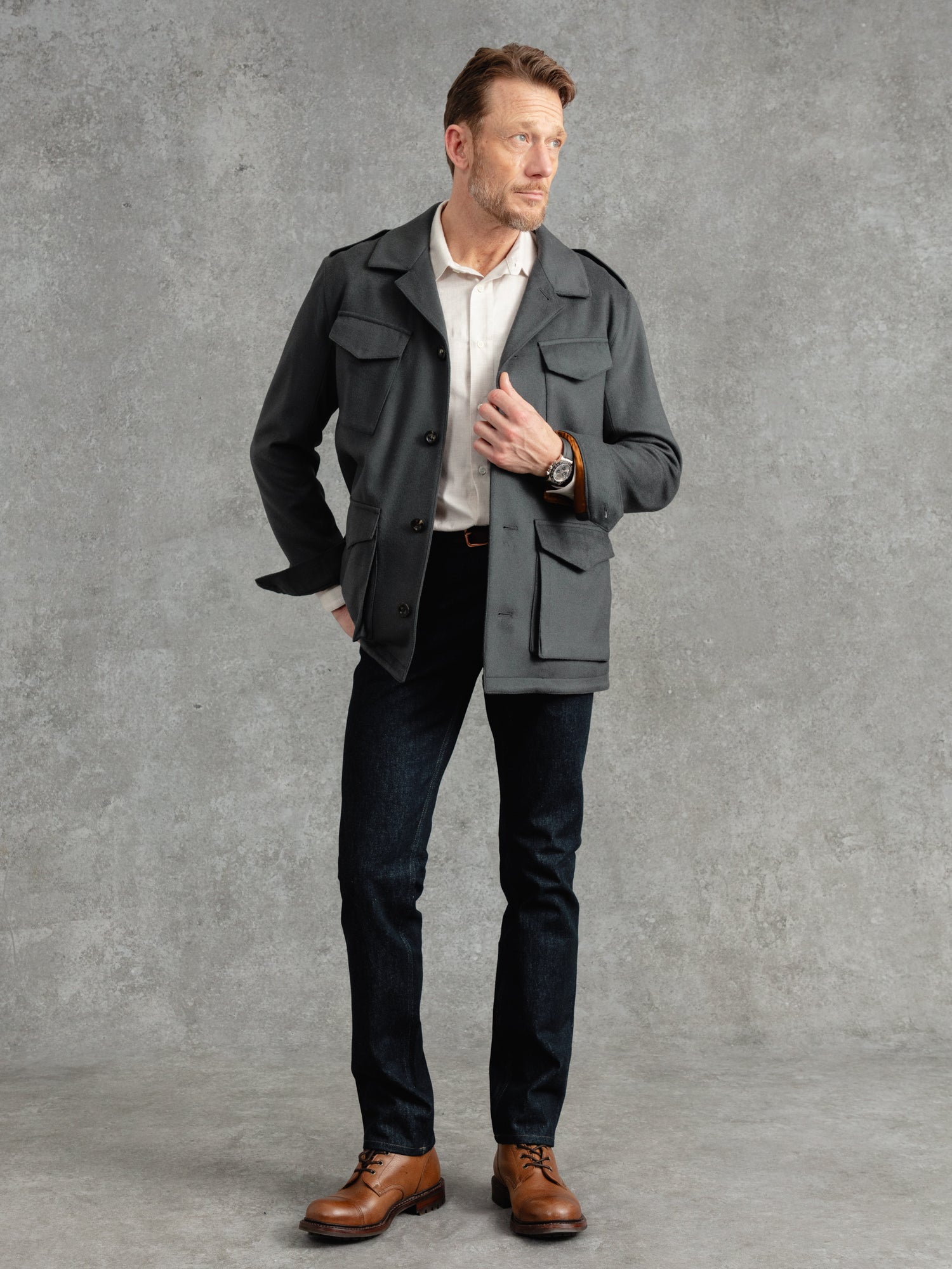 The Doeskin Revere Field Jacket - Cobble Grey