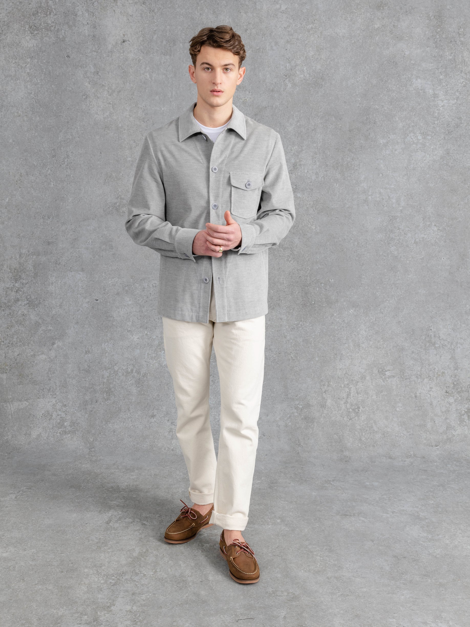 The Cord Patch Pocket Overshirt - Pale Grey