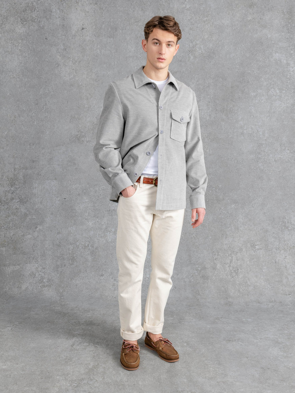 The Cord Patch Pocket Overshirt - Pale Grey