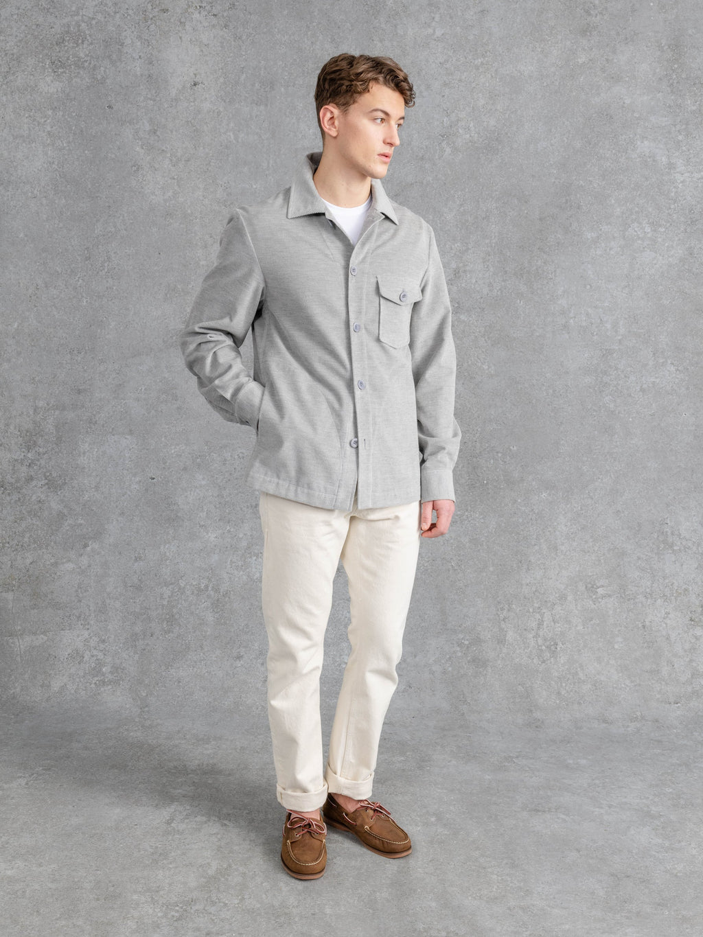 The Cord Patch Pocket Overshirt - Pale Grey