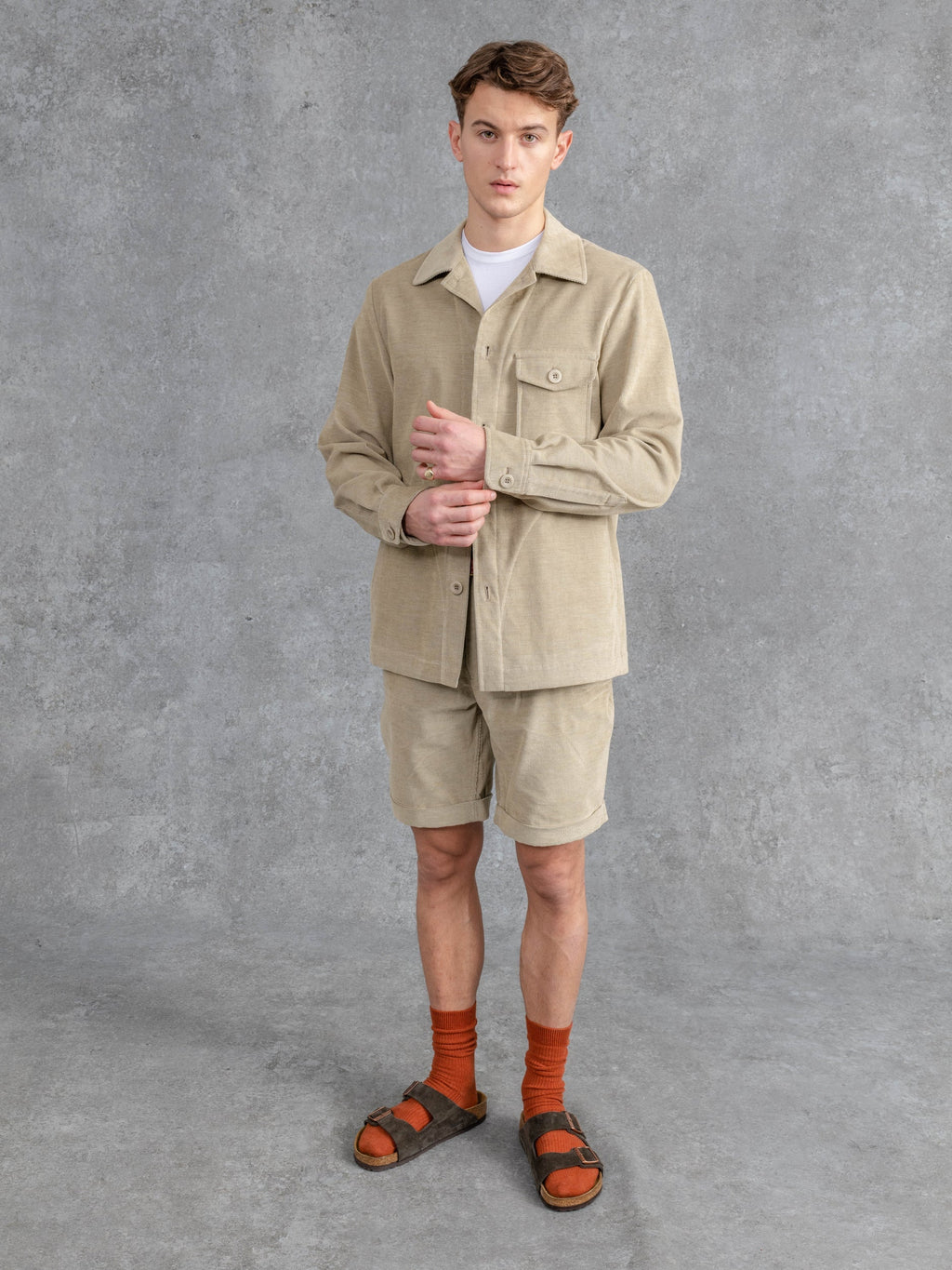 The Cord Patch Pocket Overshirt - Stone