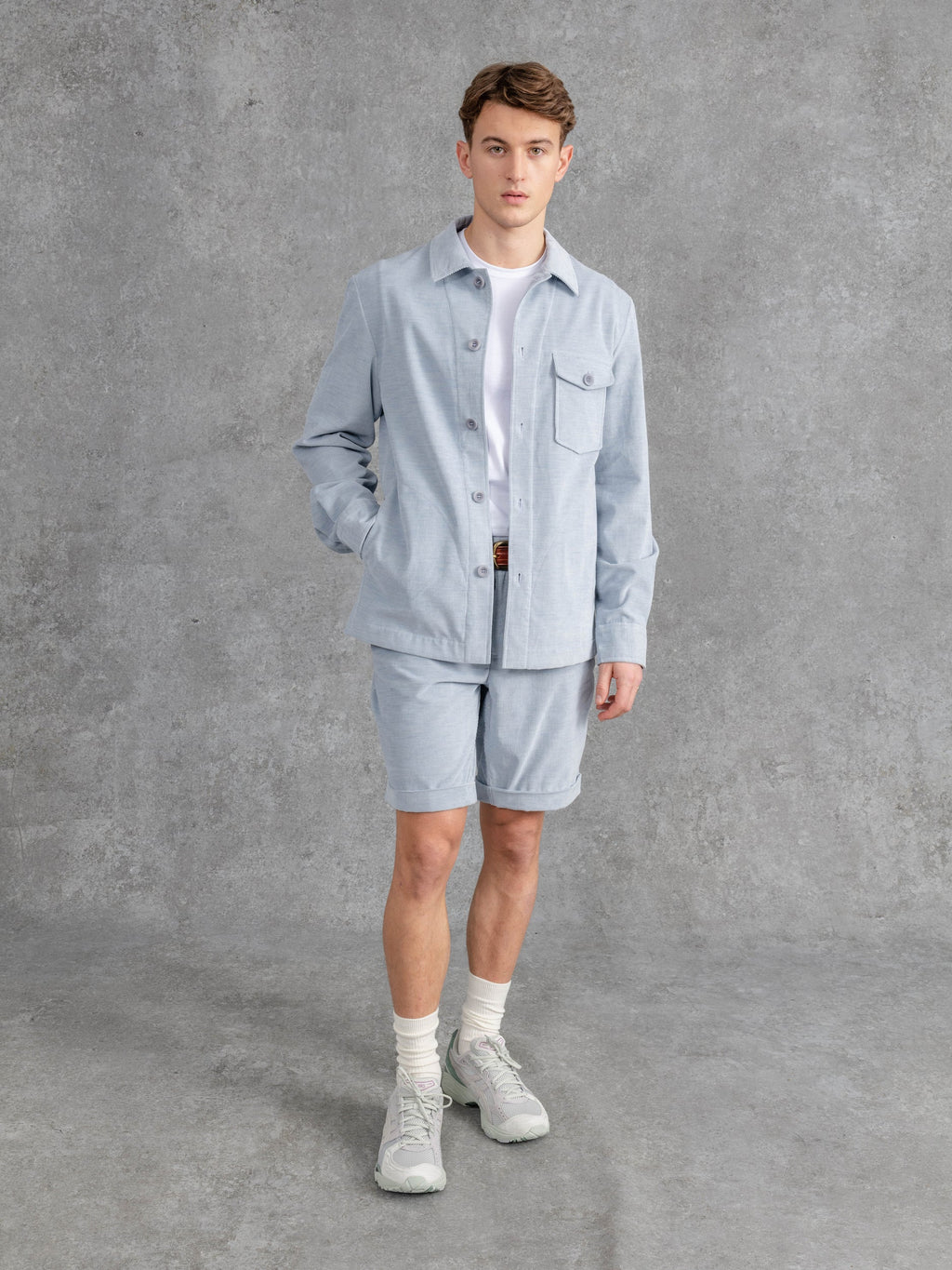 The Cord Patch Pocket Overshirt - Pale Blue