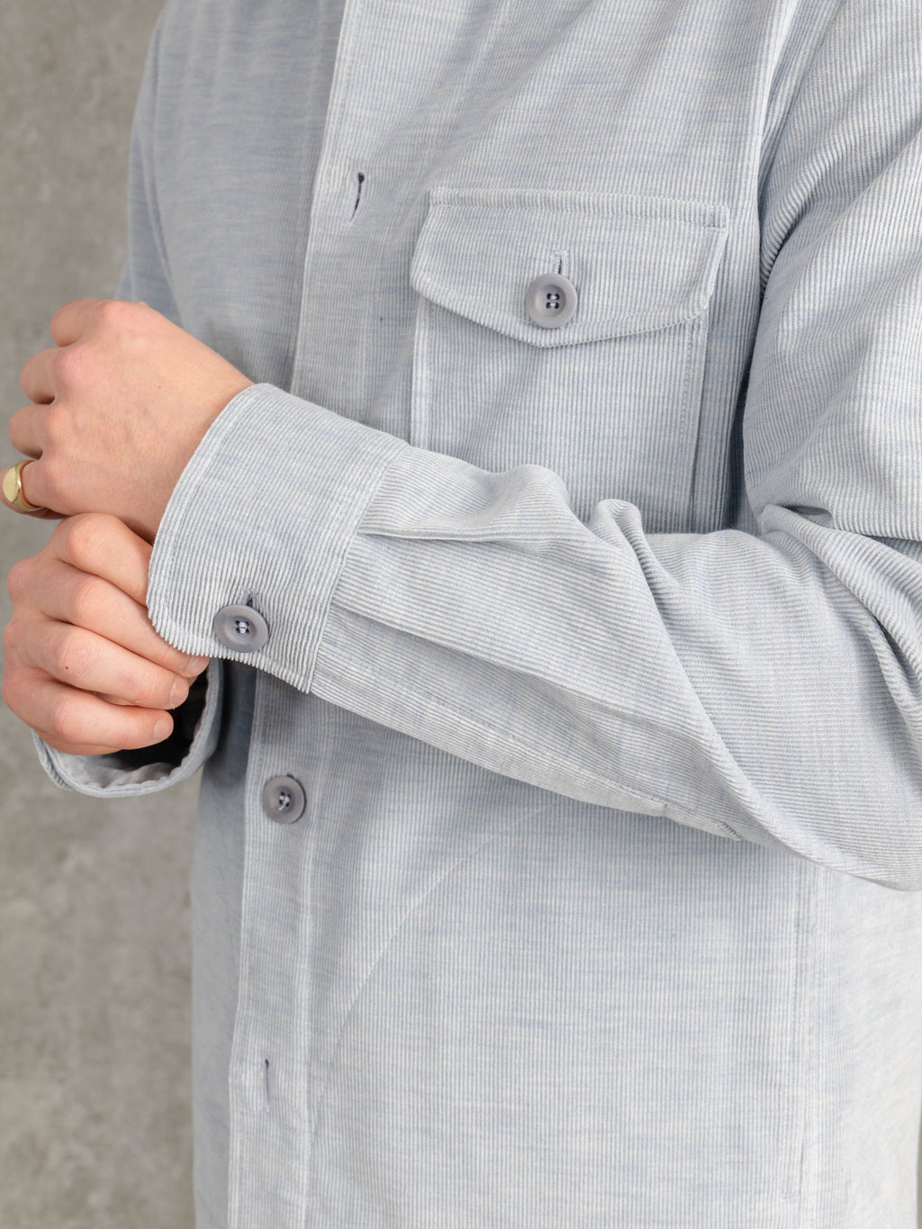 The Cord Patch Pocket Overshirt - Pale Blue