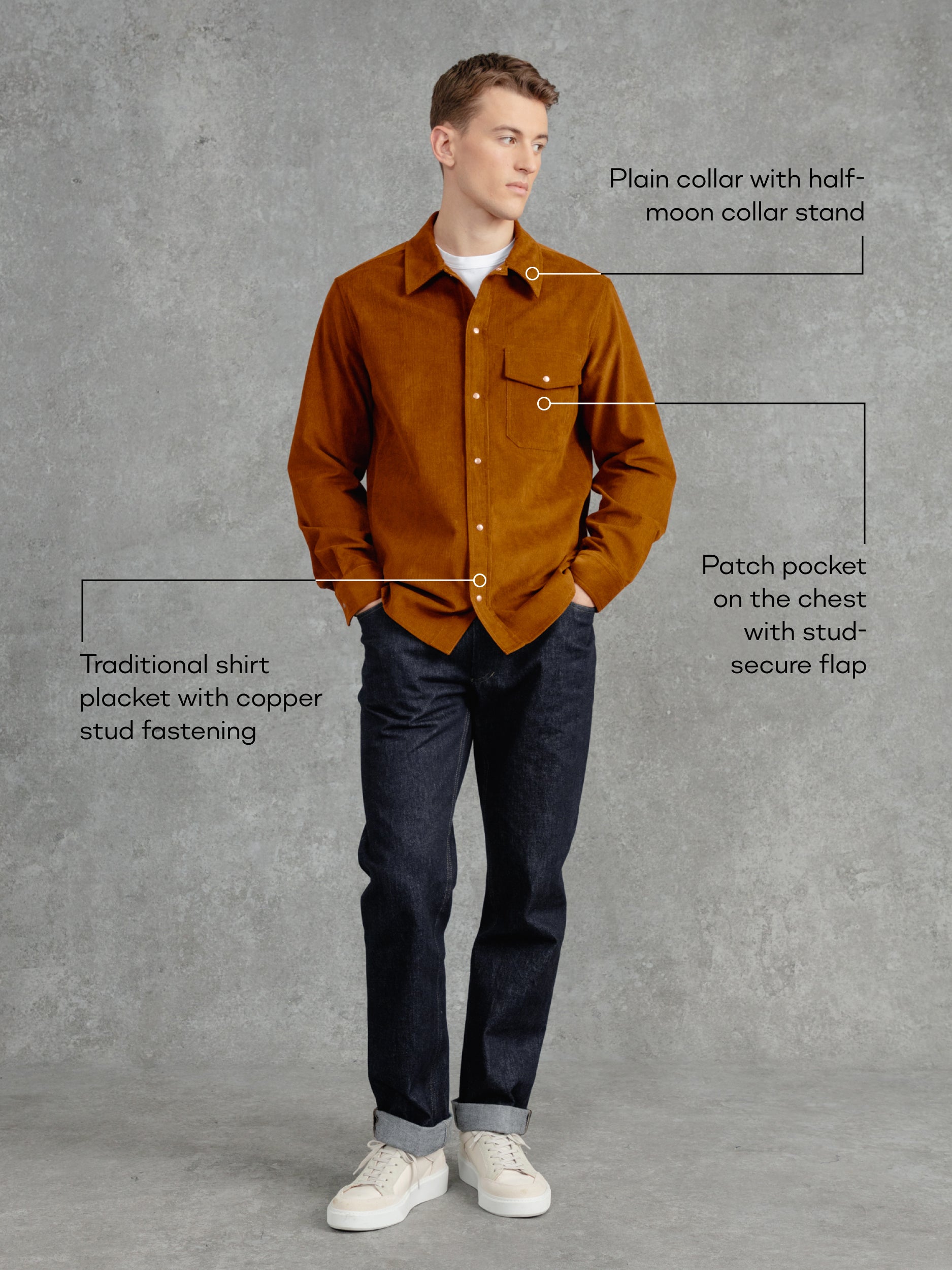 The Cord Saint Studded Shirt - Vicuna