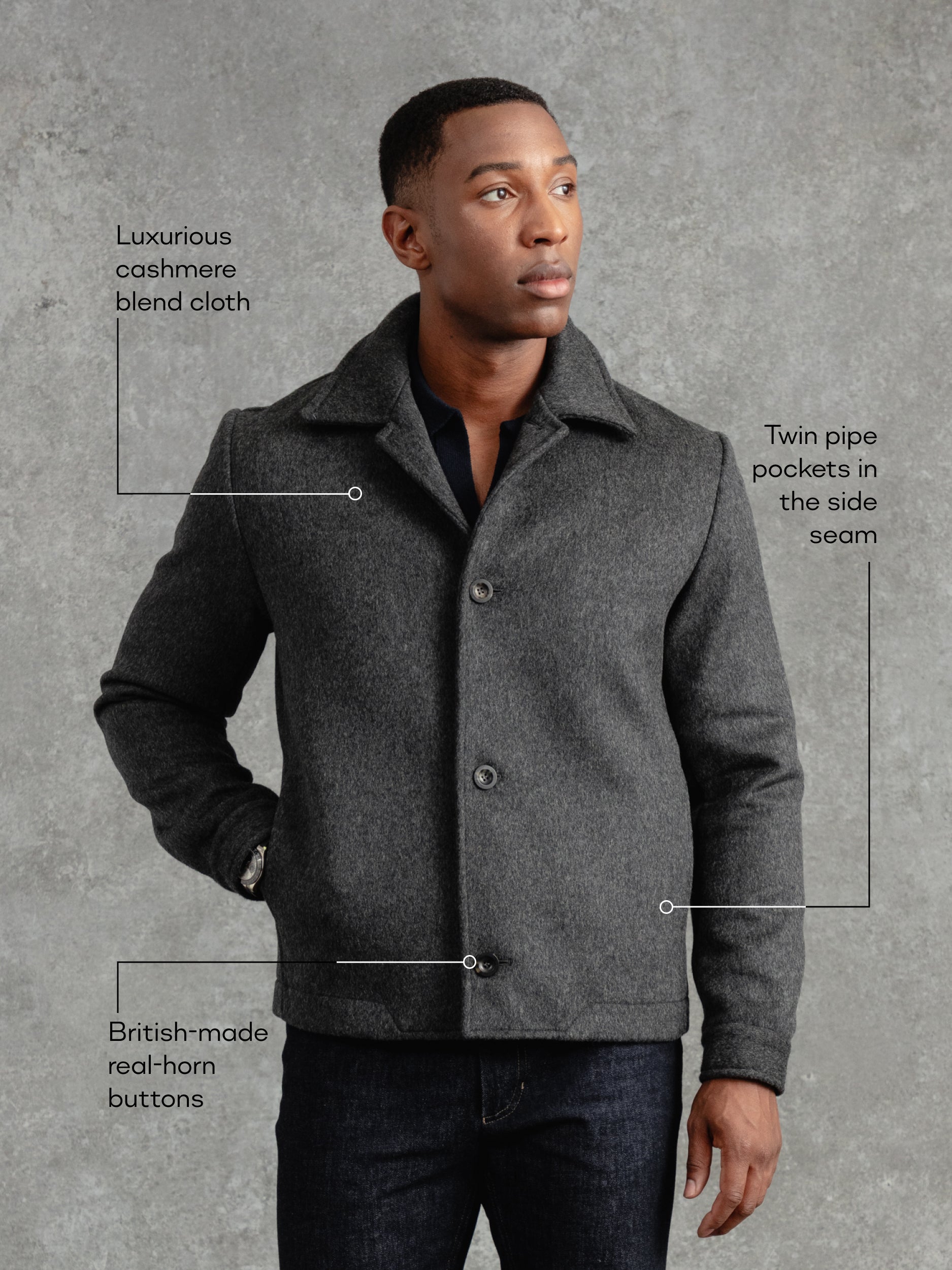 The Cashmere Crew Jacket - Cobble Grey