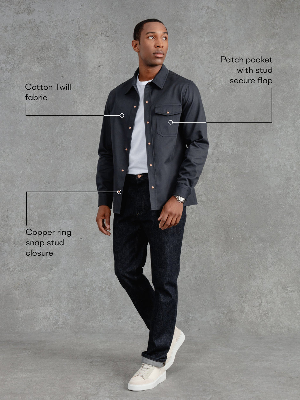 The Cotton Studded Shirt - Ink