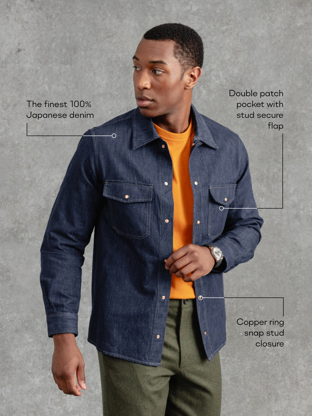 The Denim Studded Utility Overshirt