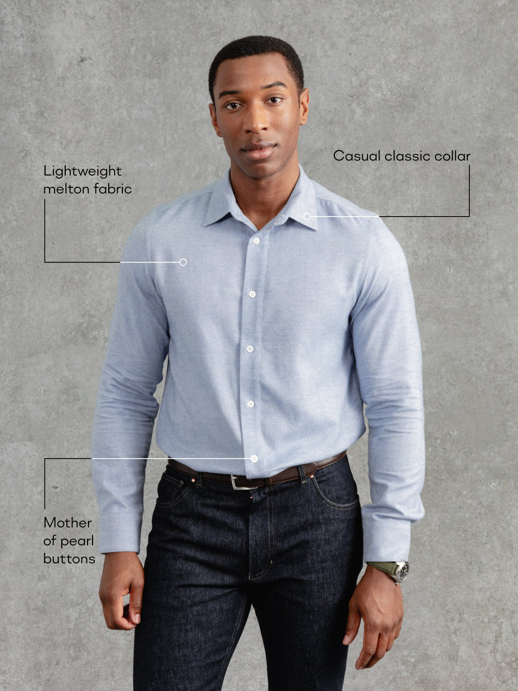 The Victor Melton Shirt - Oxford Blue Herringbone