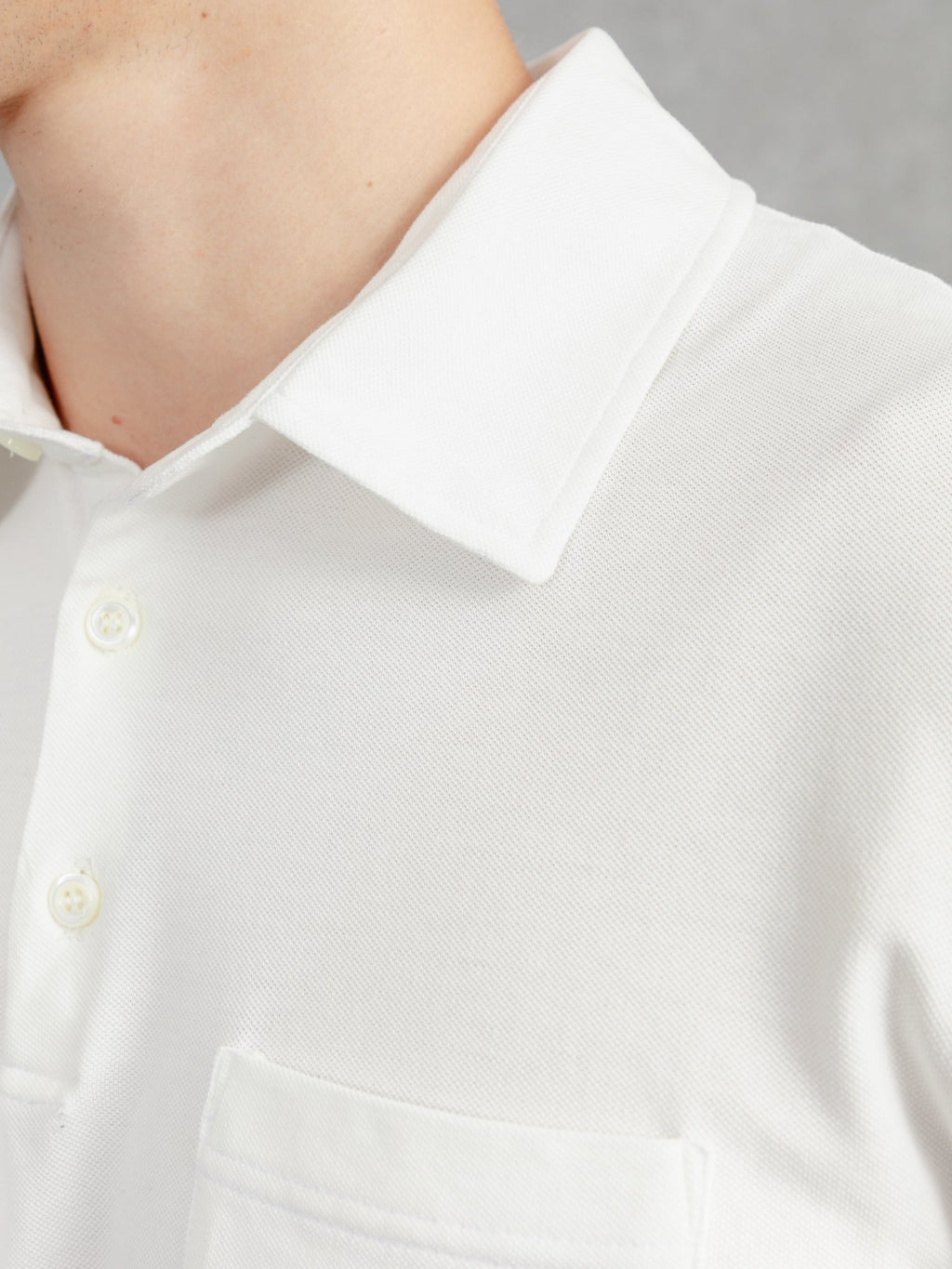 The Long Sleeve Edmond Pique Polo - Flake White