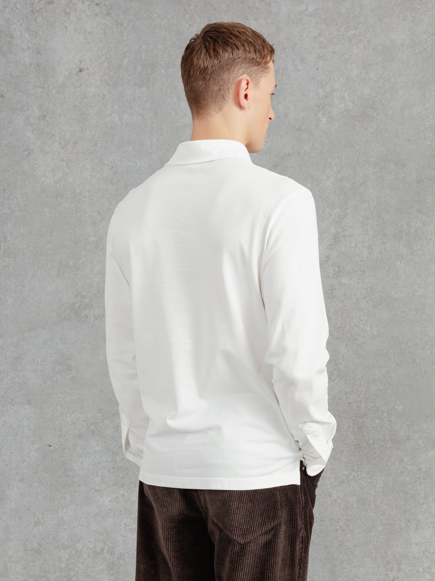 The Long Sleeve Edmond Pique Polo - Flake White