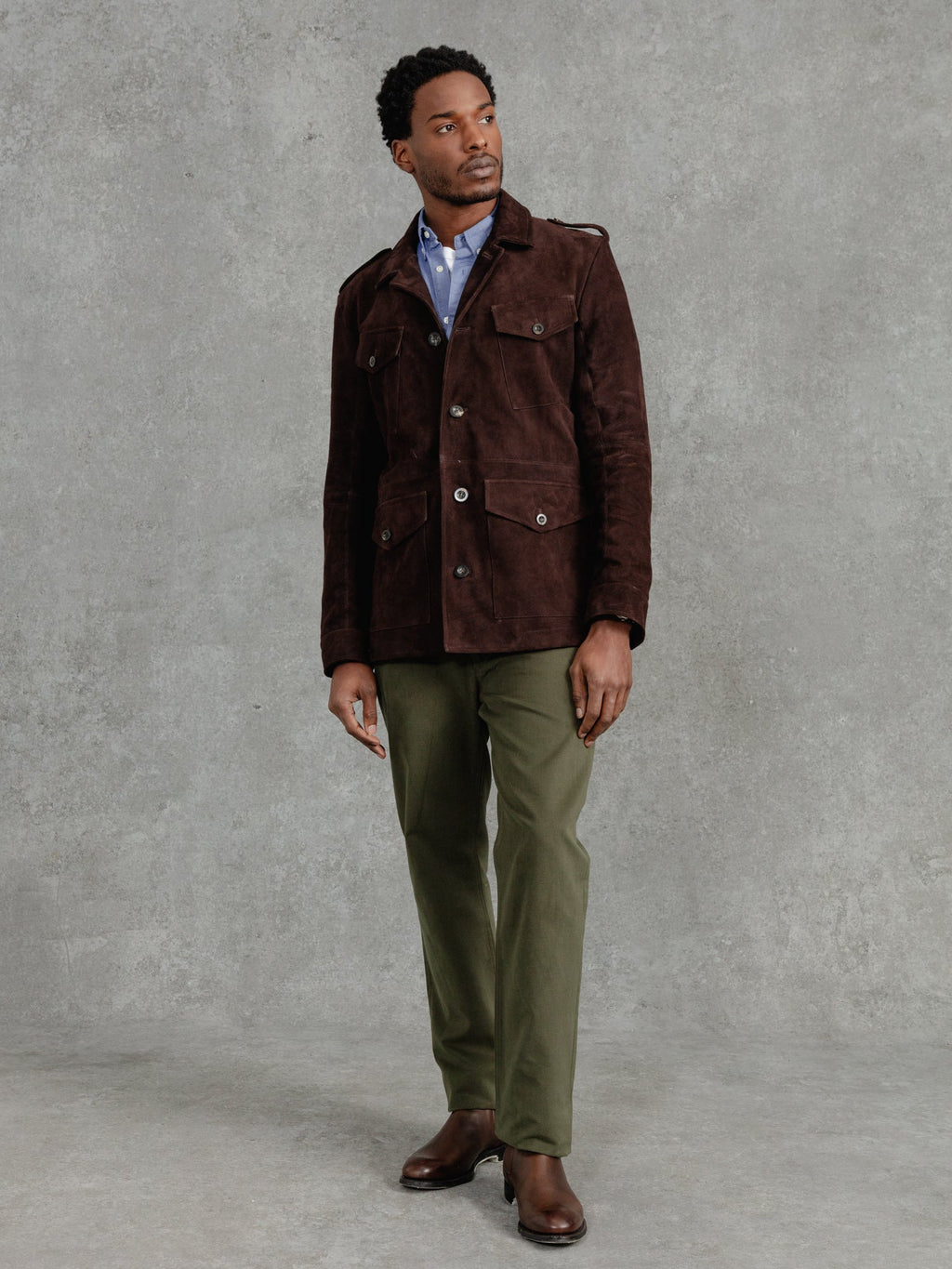 The Suede Revere Jacket - Bark