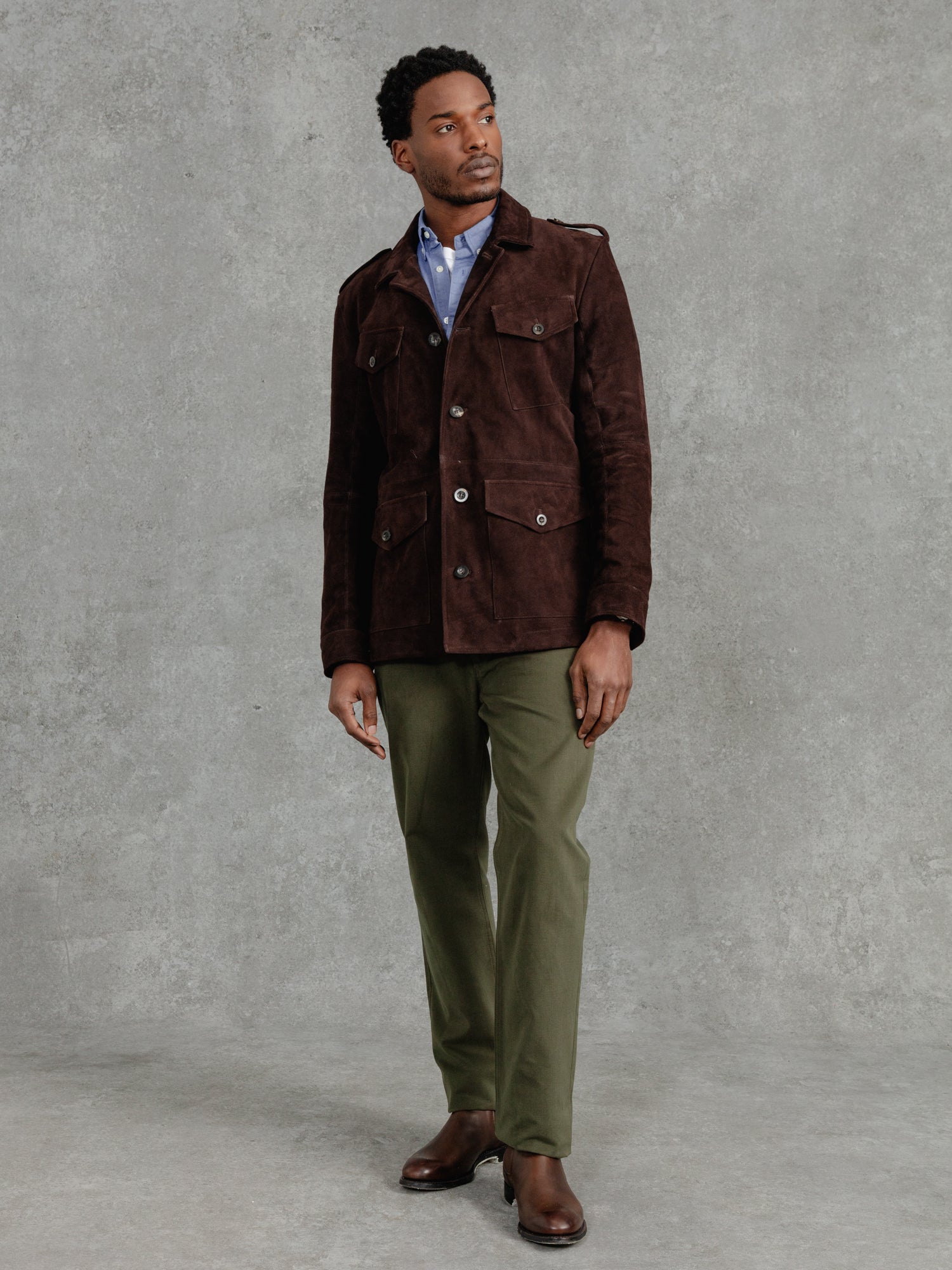 The Suede Revere Jacket - Bark