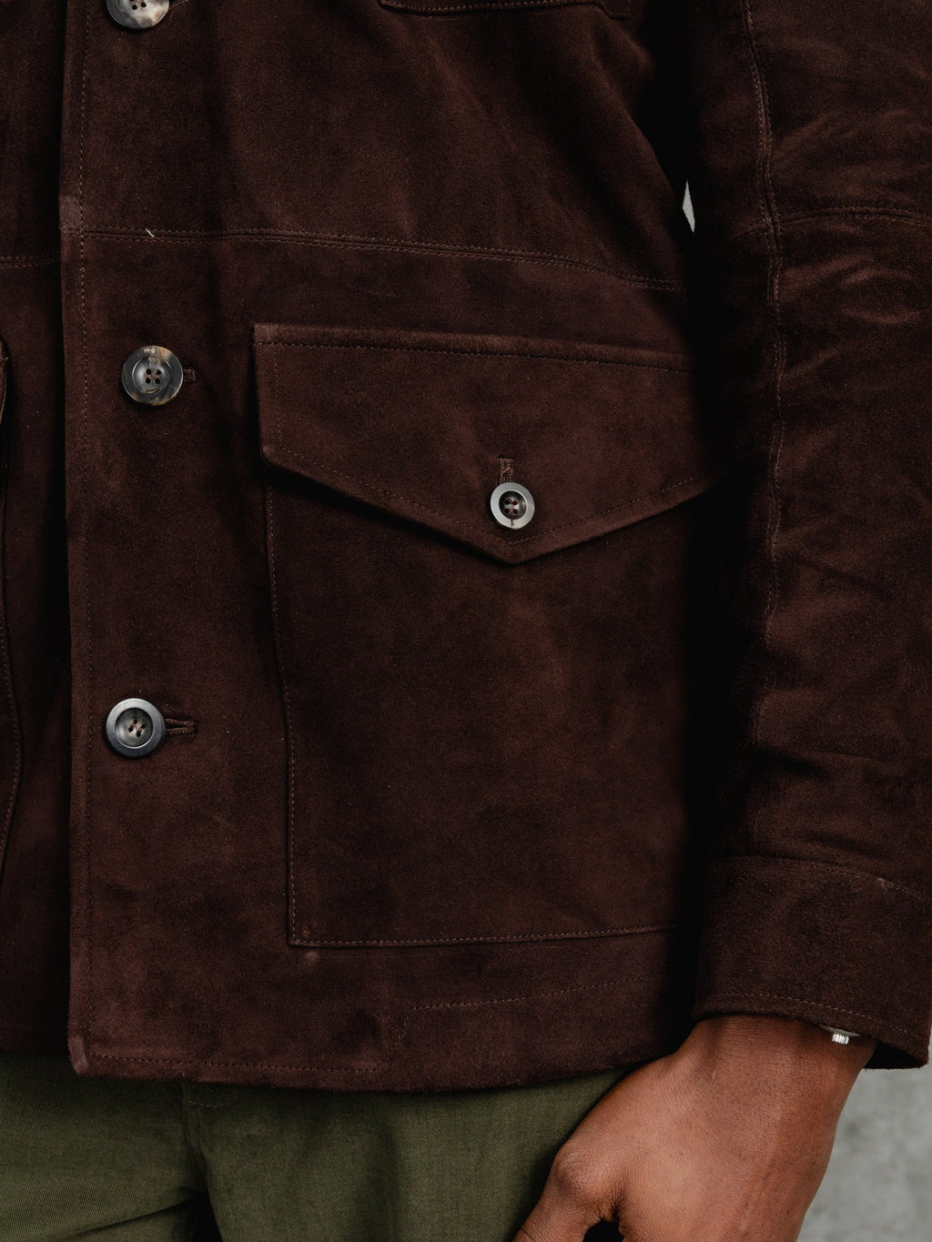 The Suede Revere Jacket - Bark