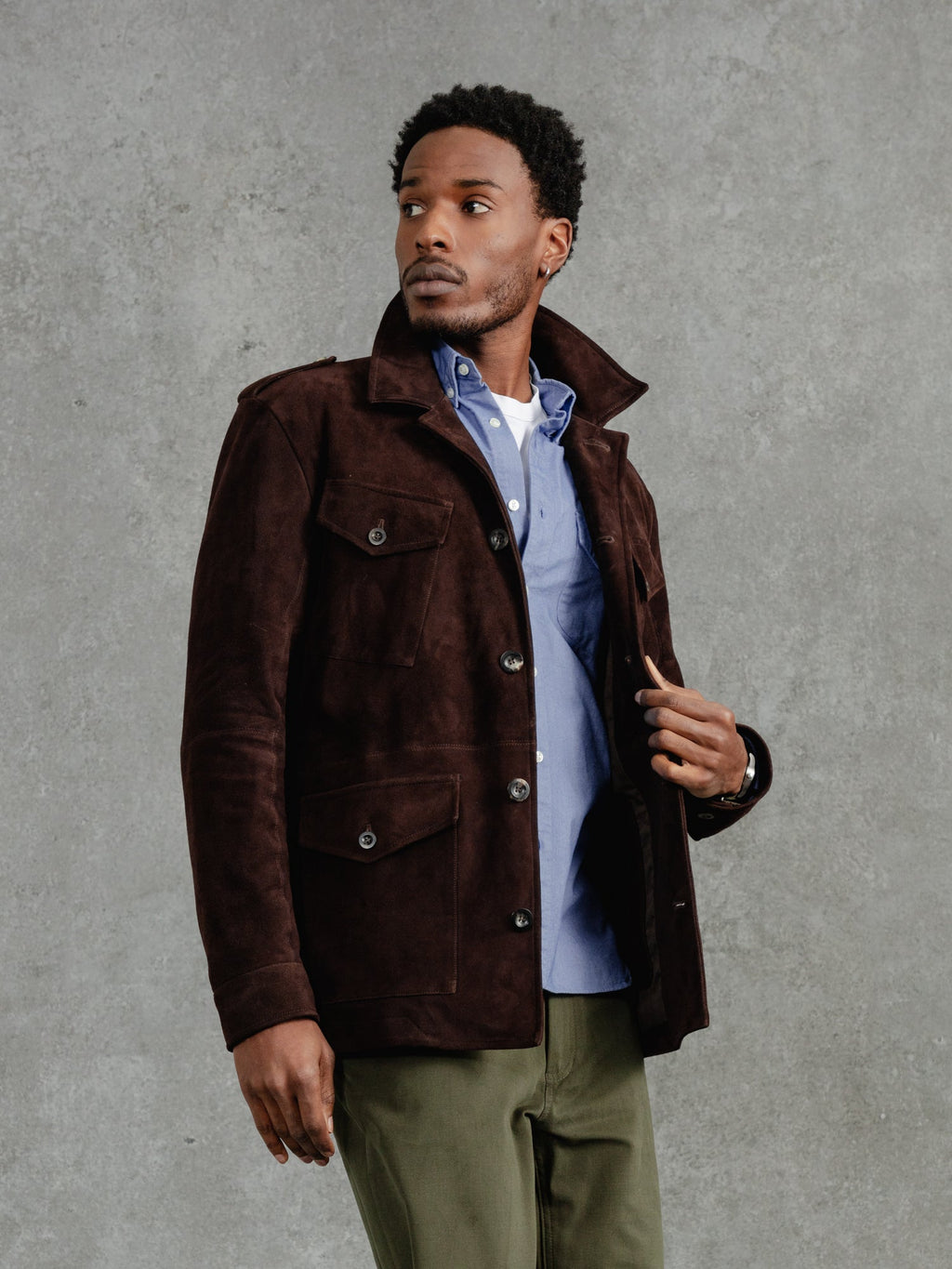 The Suede Revere Jacket - Bark