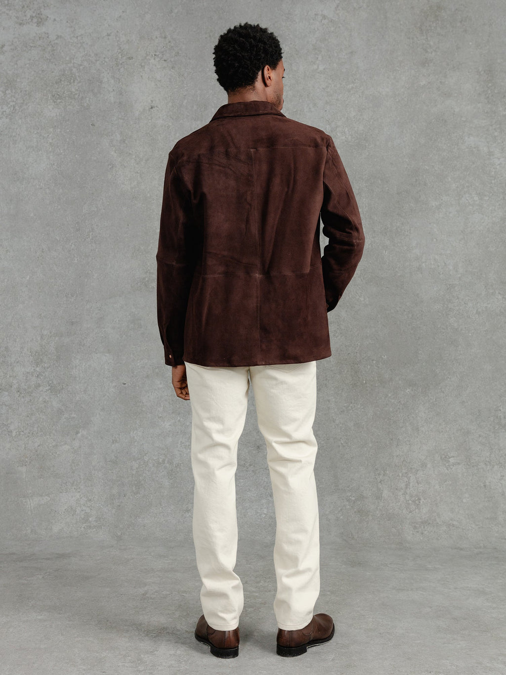 The Suede Studded Overshirt - Bark