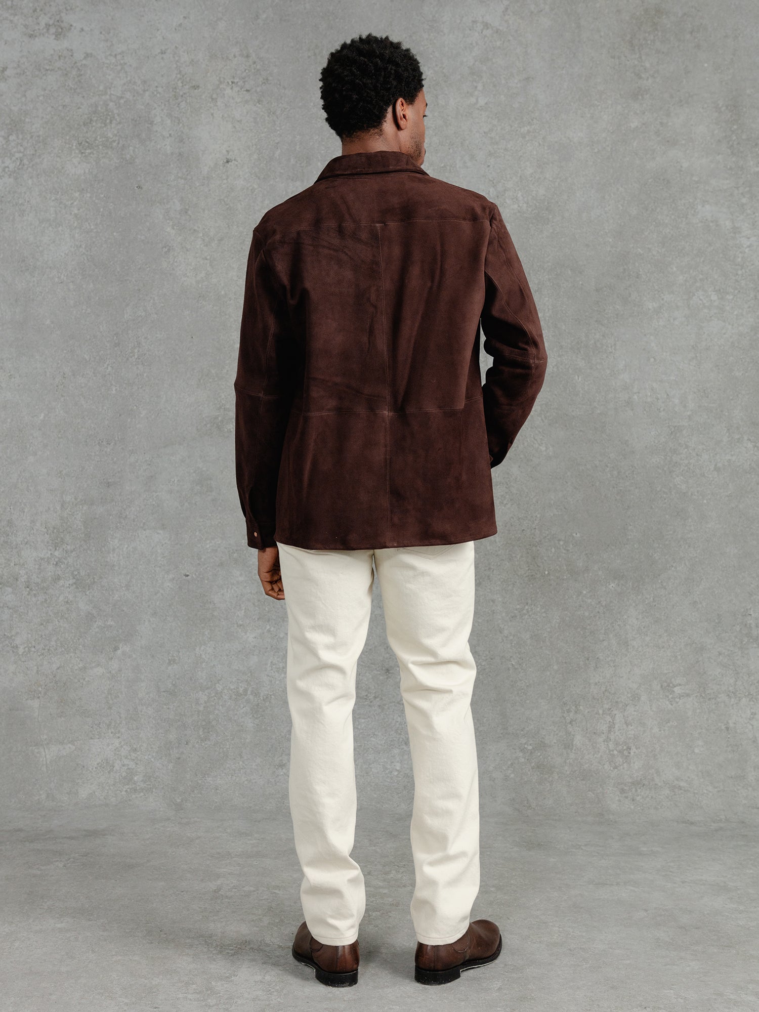 The Suede Studded Overshirt - Bark