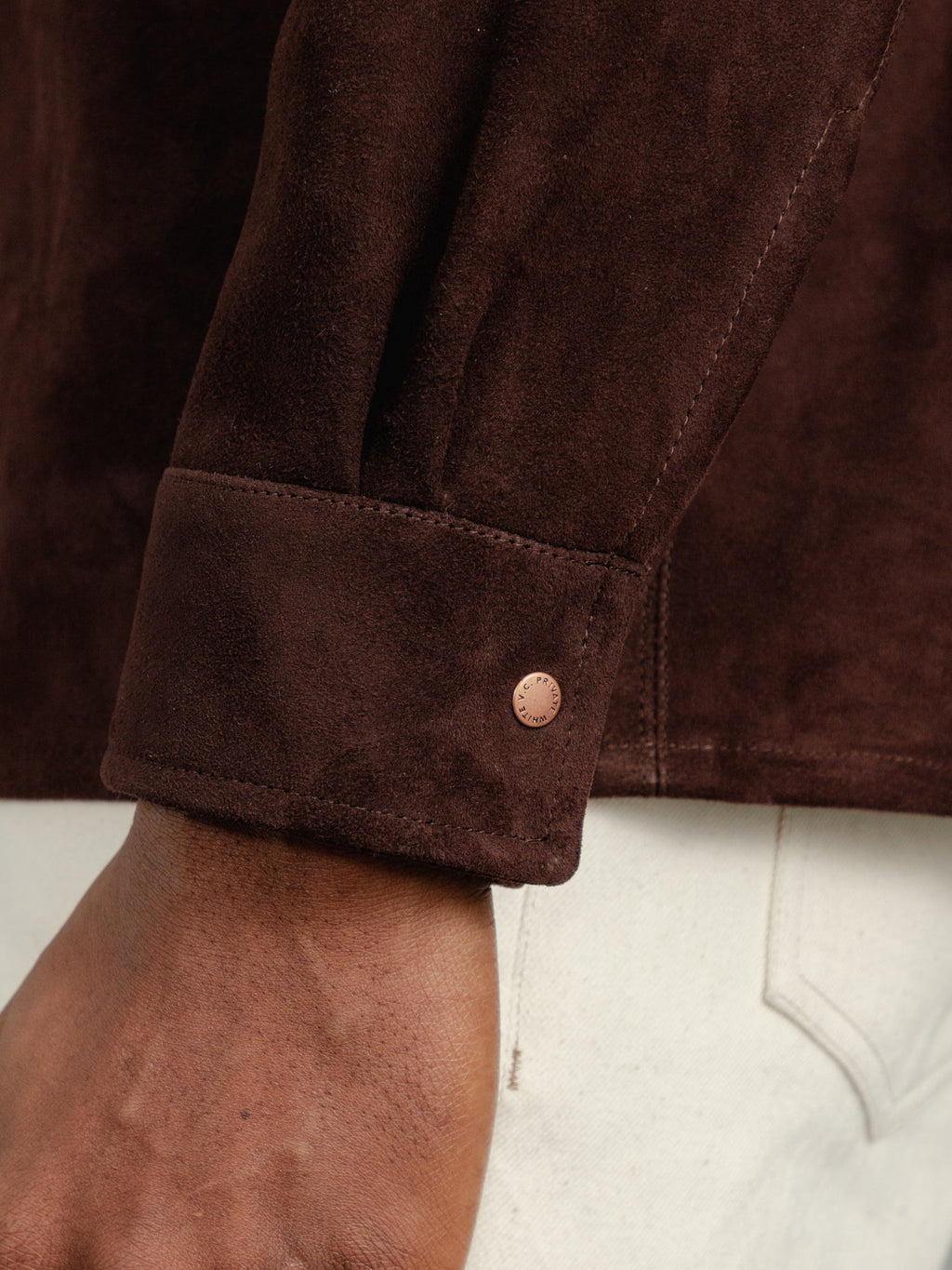 The Suede Studded Overshirt - Bark