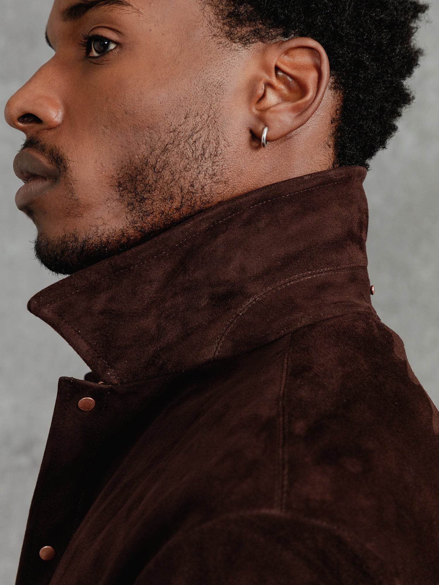 The Suede Studded Overshirt - Bark