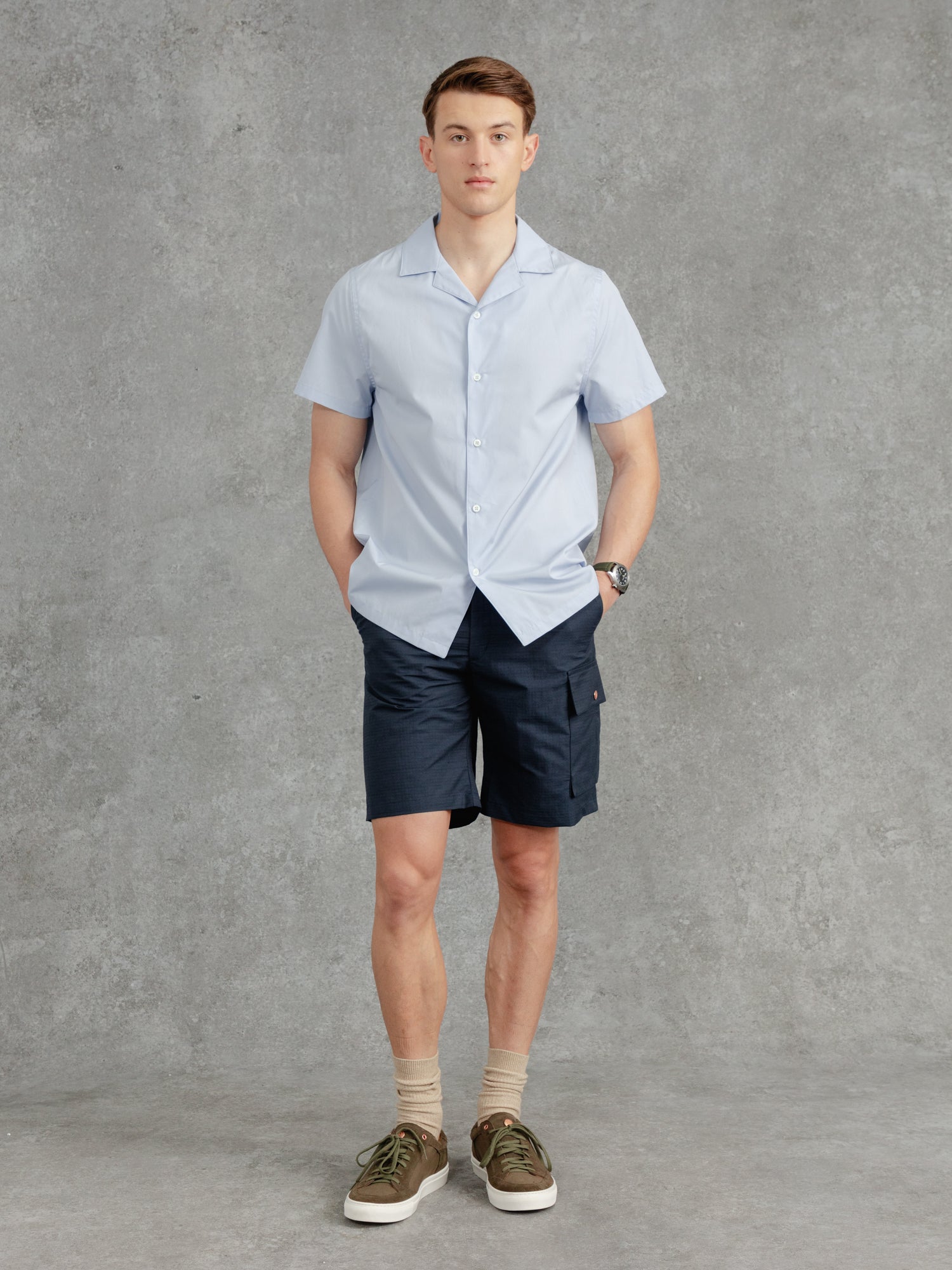 The Cotton Cuban Collar Shirt - Azure