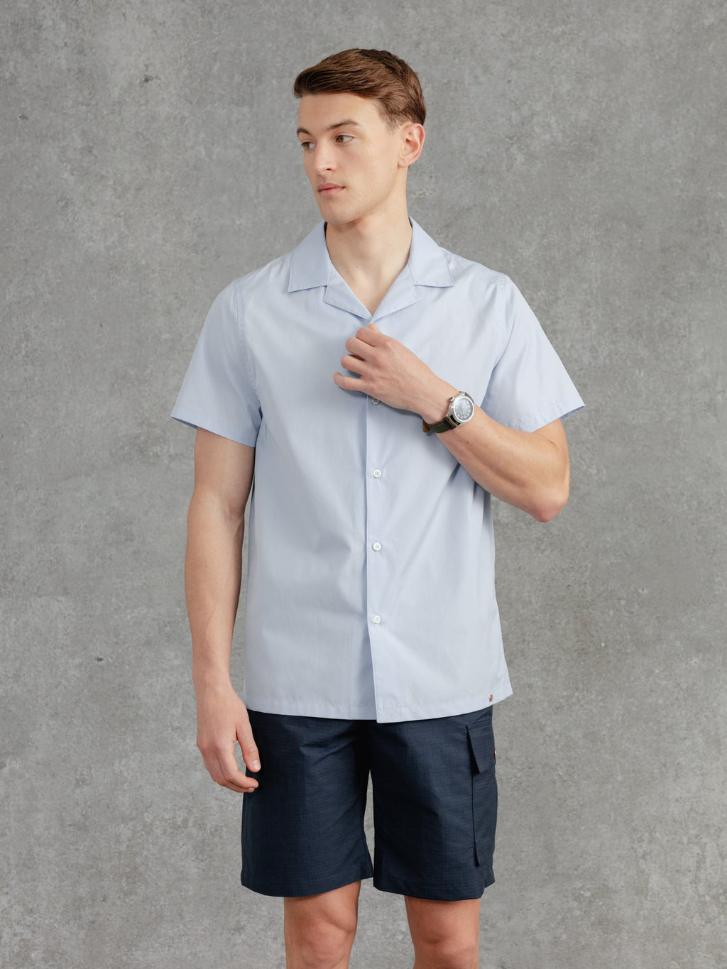 The Cotton Cuban Collar Shirt - Azure