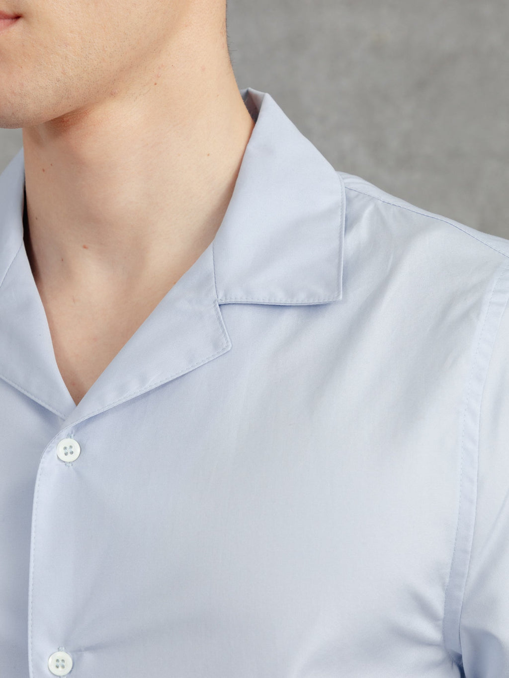 The Cotton Cuban Collar Shirt - Azure