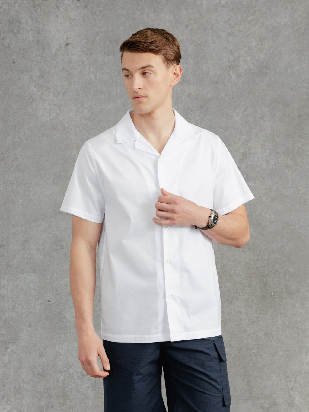 The Cotton Cuban Collar Shirt - Chalk