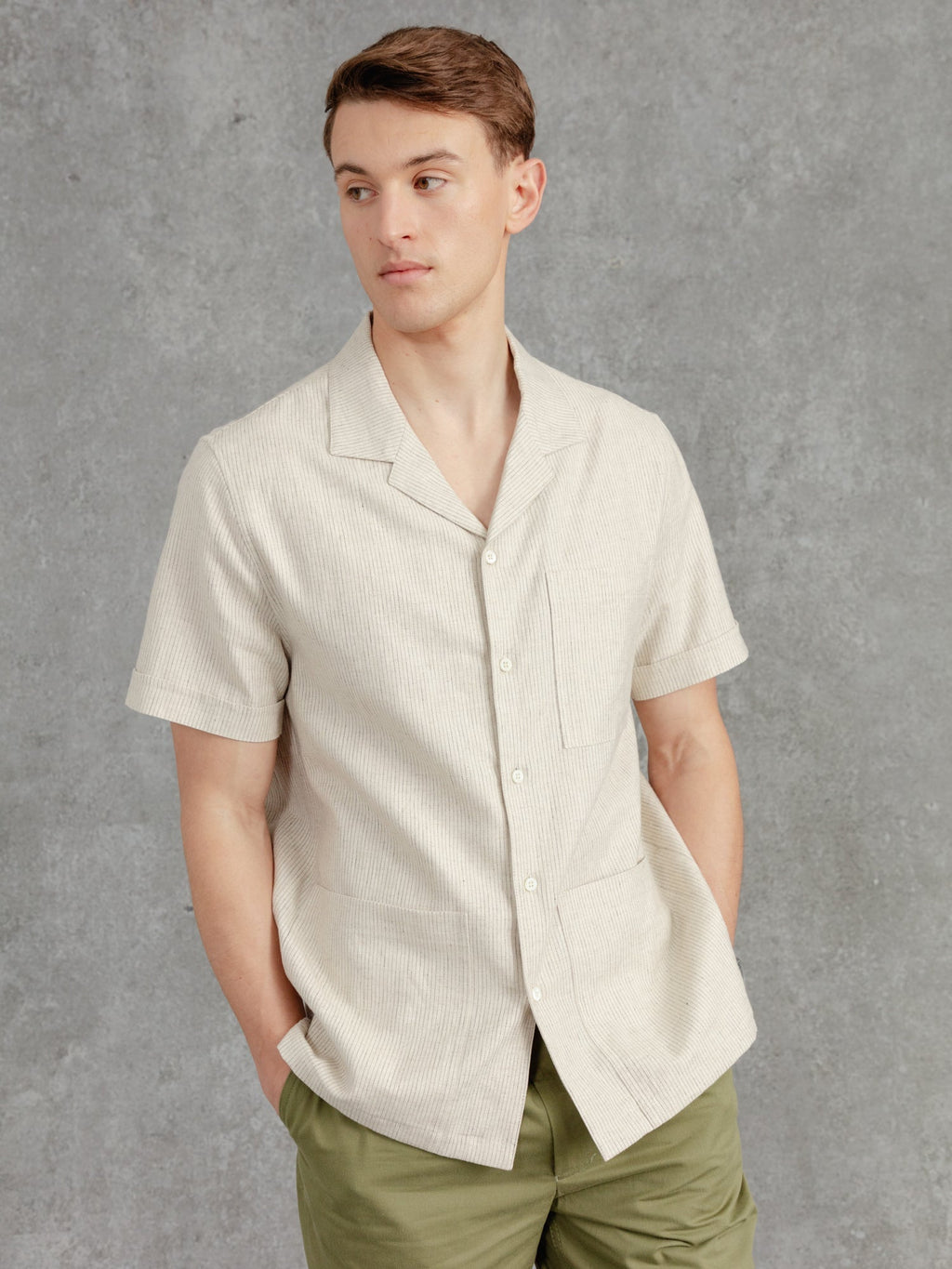 The Stripe Aldery Overshirt - Alabaster & Ivory Black