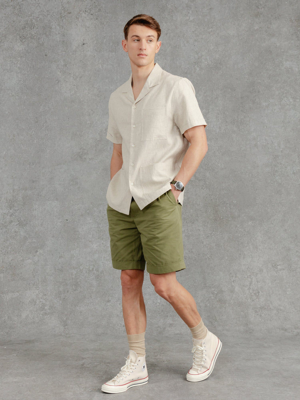 The Stripe Aldery Overshirt - Alabaster & Ivory Black