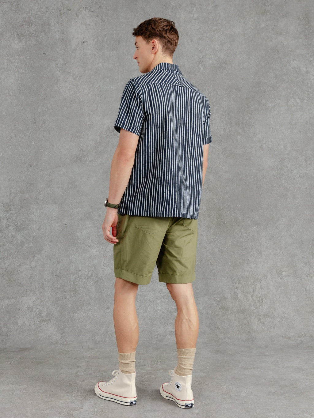 The Stripe Aldery Overshirt - Ink & Cobble Grey