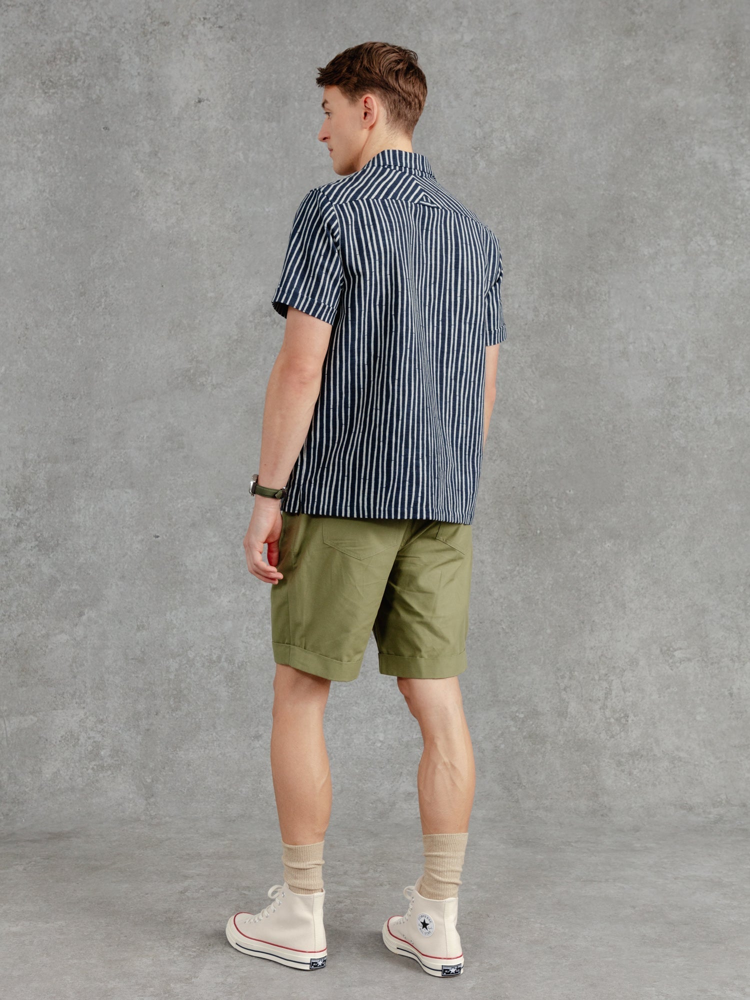 The Stripe Aldery Overshirt - Ink & Cobble Grey