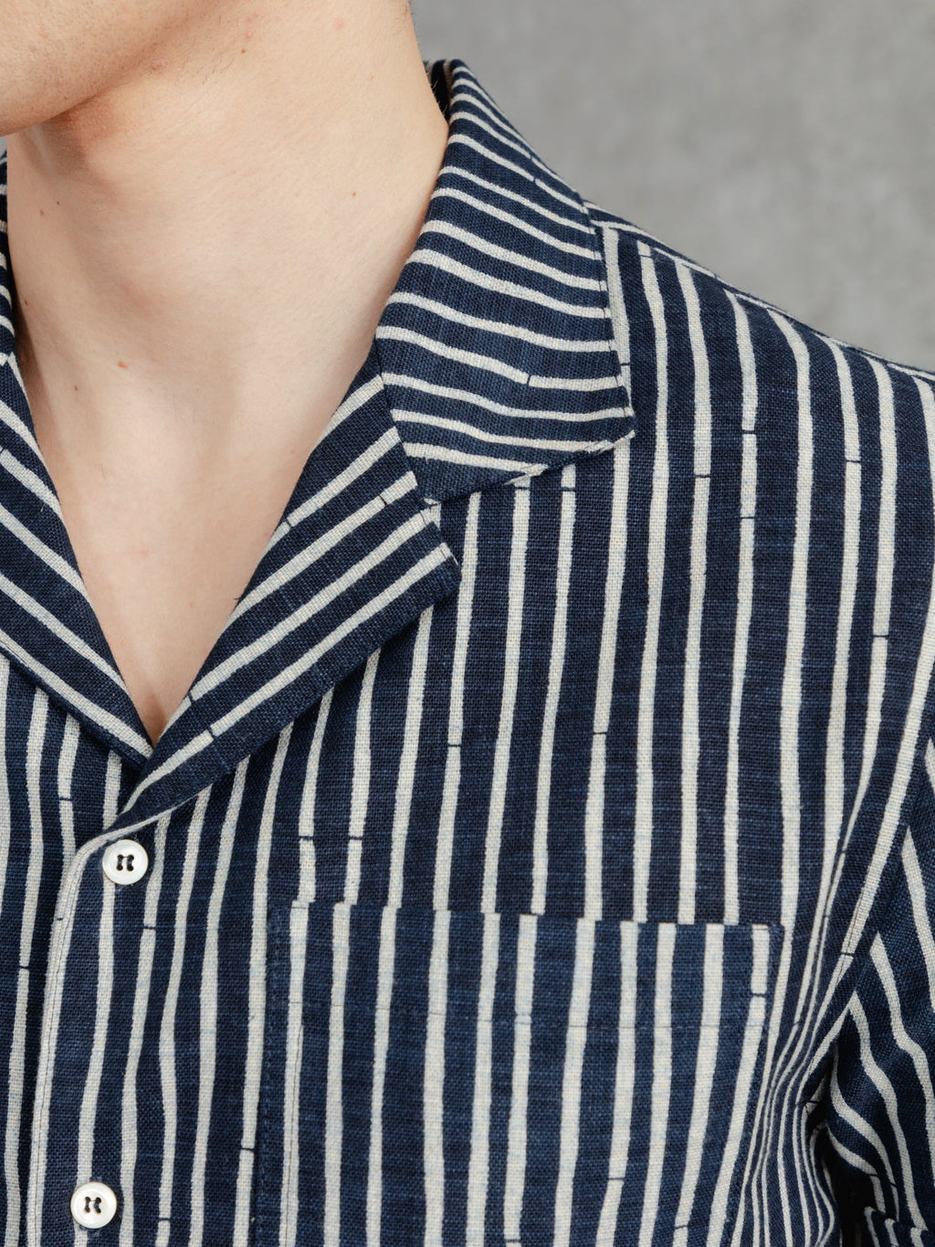 The Stripe Aldery Overshirt - Ink & Cobble Grey