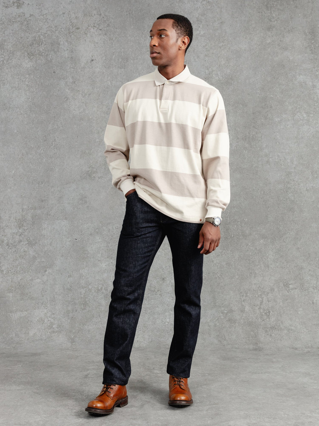 The Regents Rugby Shirt - Ivory & Pebble