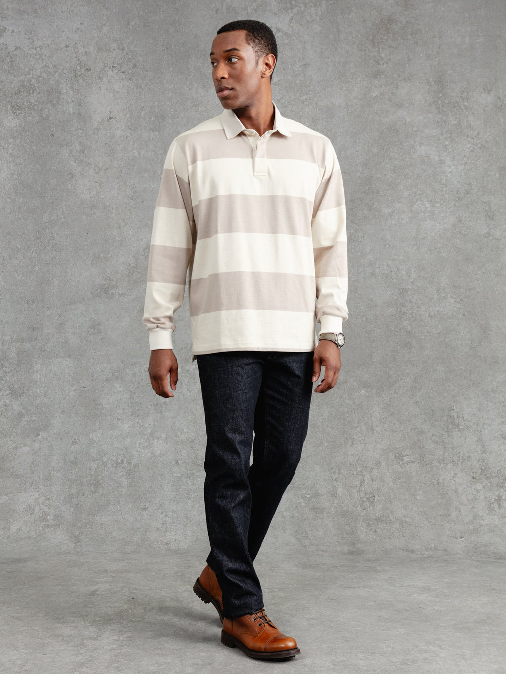 The Regents Rugby Shirt - Ivory & Pebble