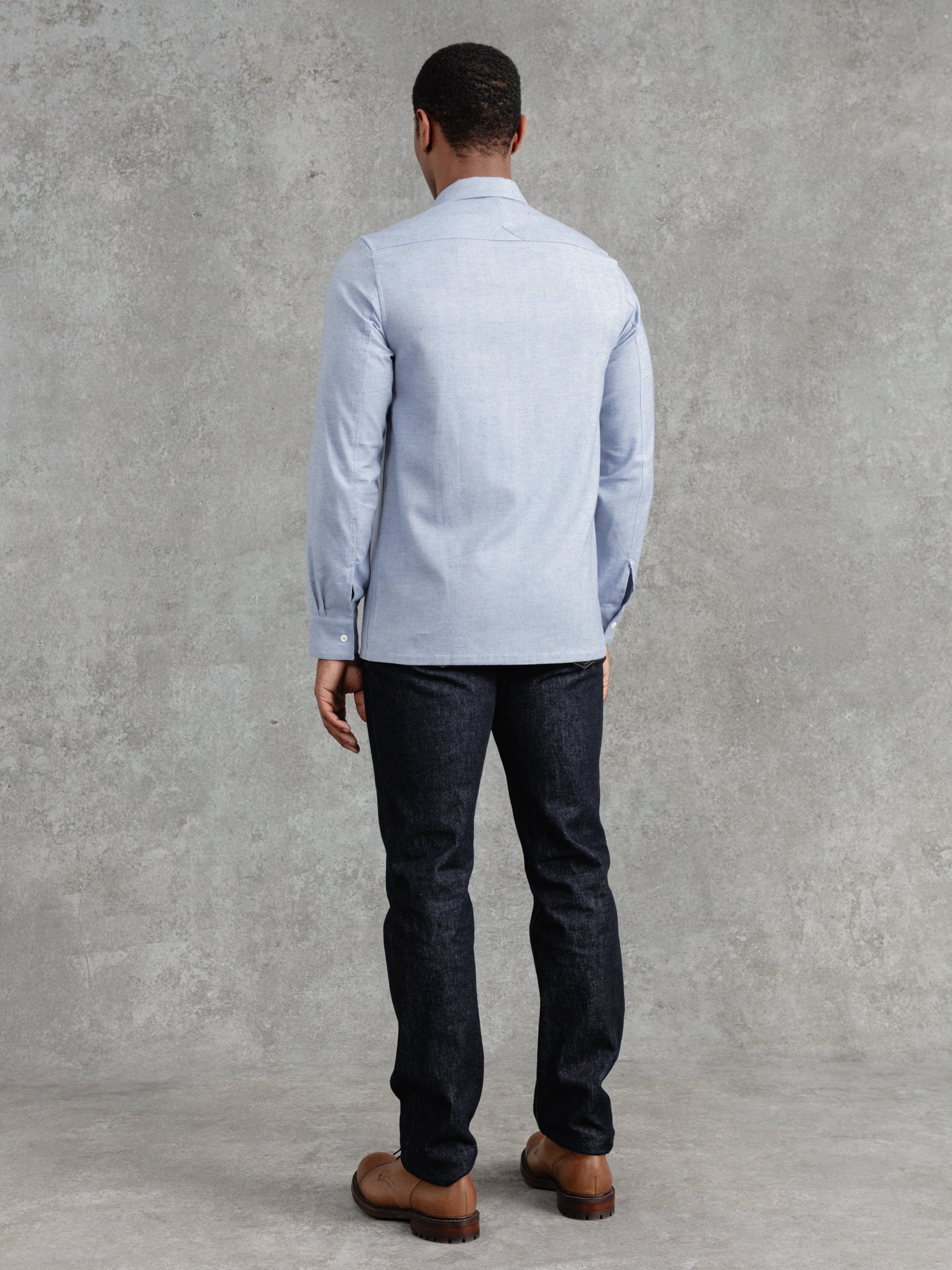 The Victor Melton Shirt - Oxford Blue Herringbone