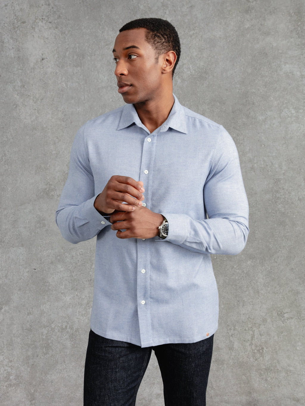 The Victor Melton Shirt - Oxford Blue Herringbone