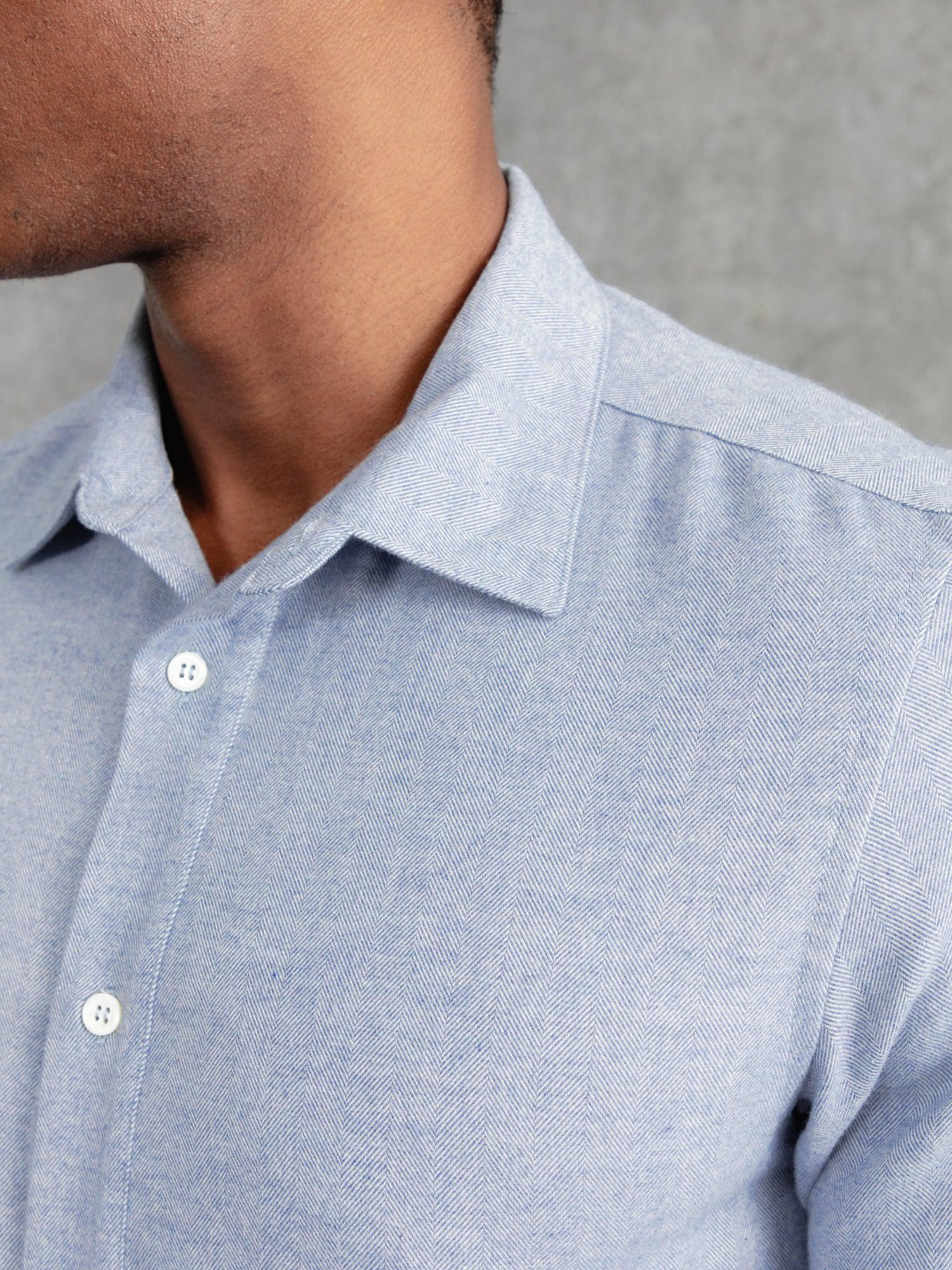 The Victor Melton Shirt - Oxford Blue Herringbone
