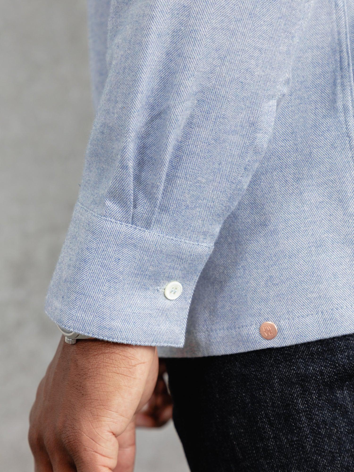 The Victor Melton Shirt - Oxford Blue Herringbone