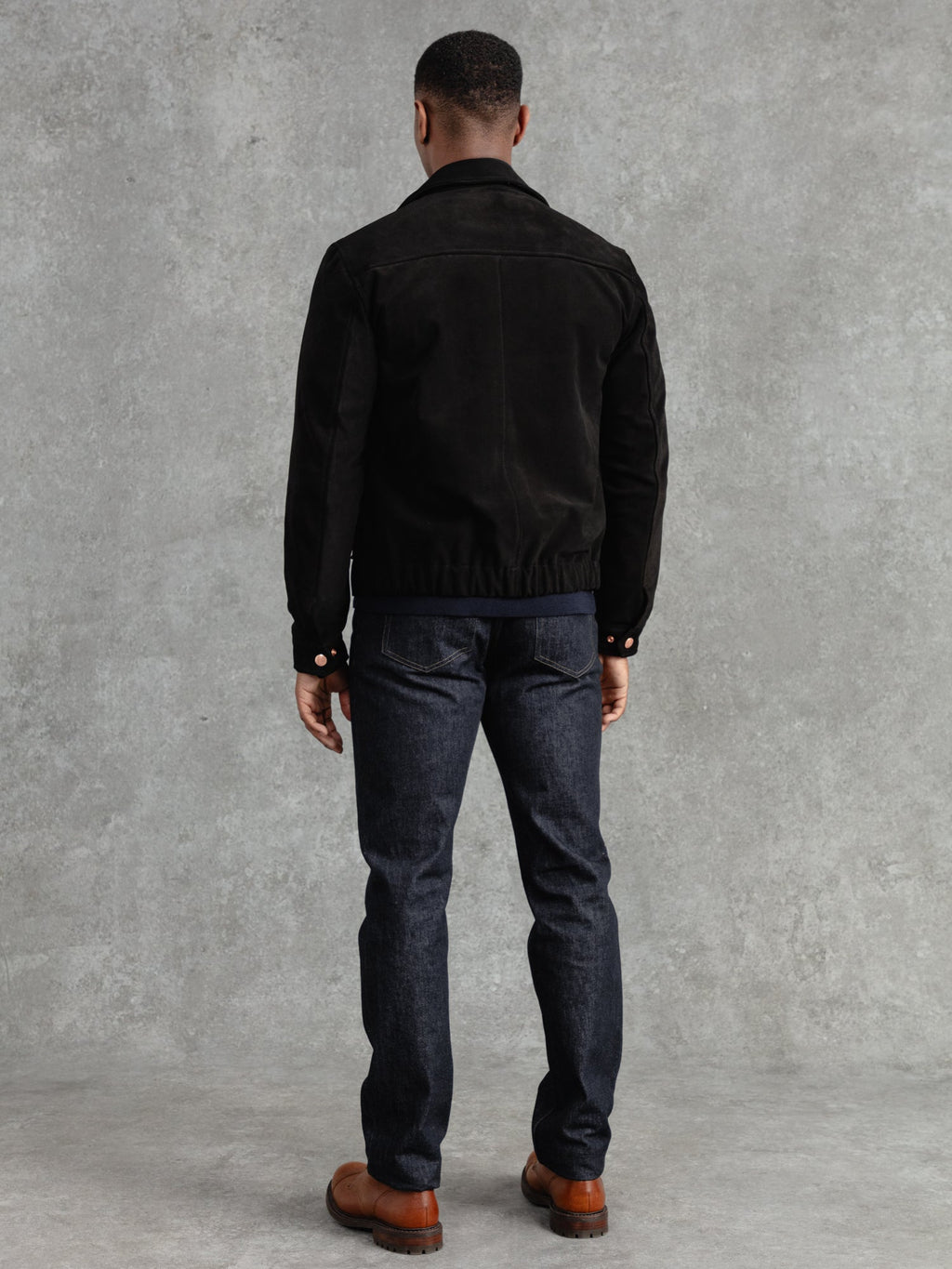 The Calf Suede Bomber - Ivory Black