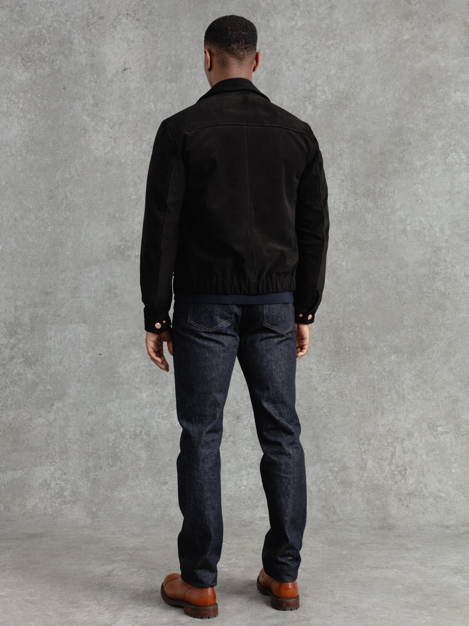 The Calf Suede Bomber - Ivory Black