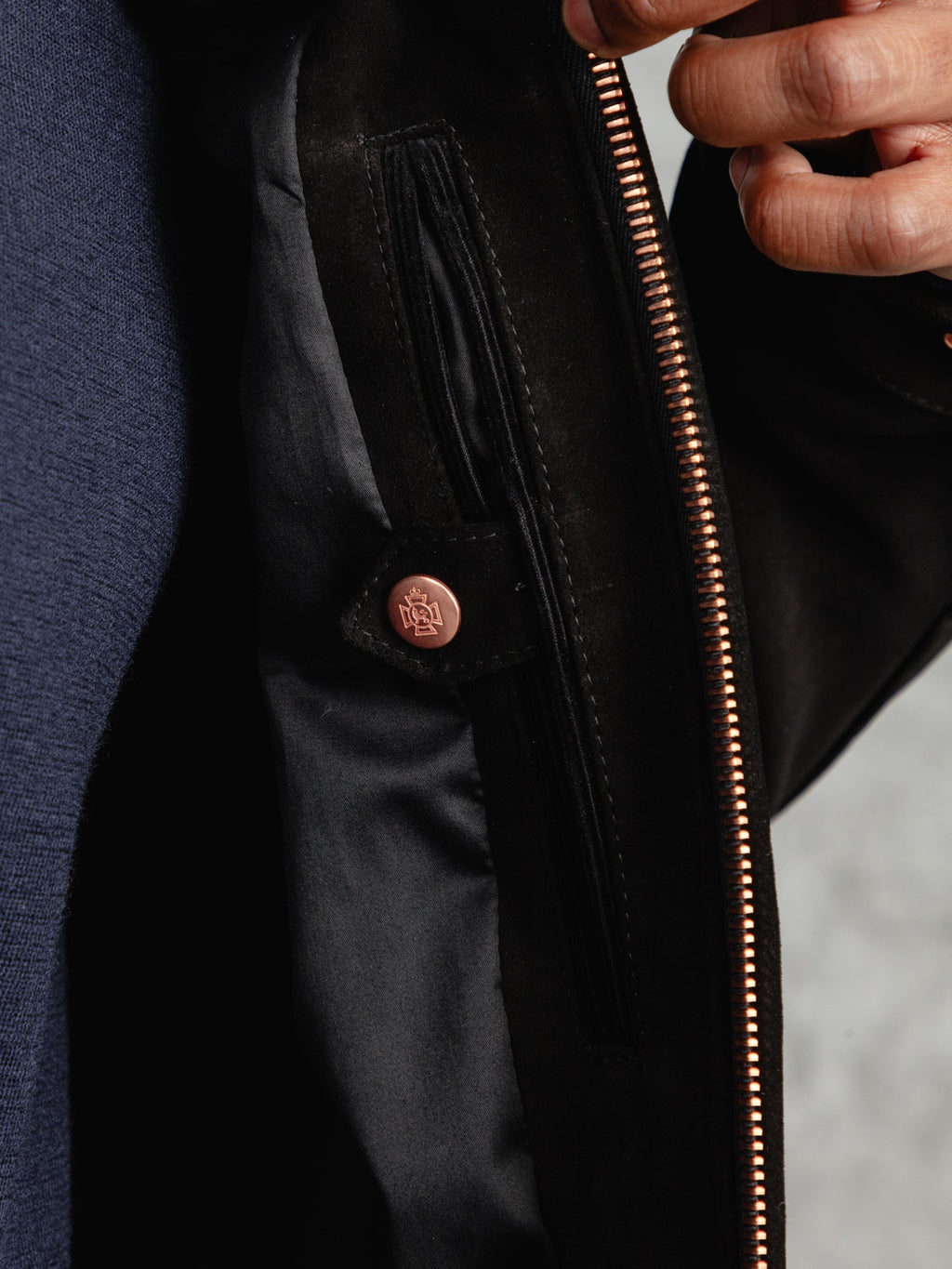 The Calf Suede Bomber - Ivory Black