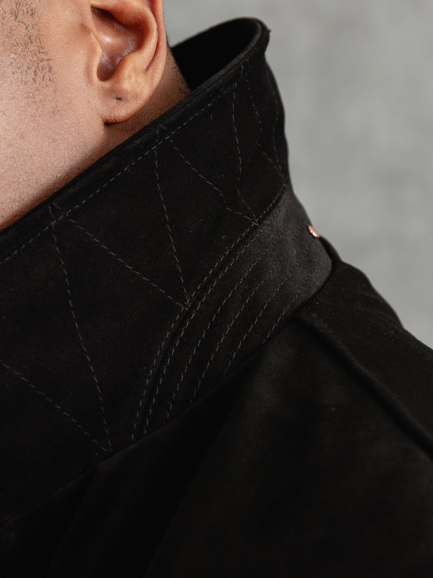 The Calf Suede Bomber - Ivory Black