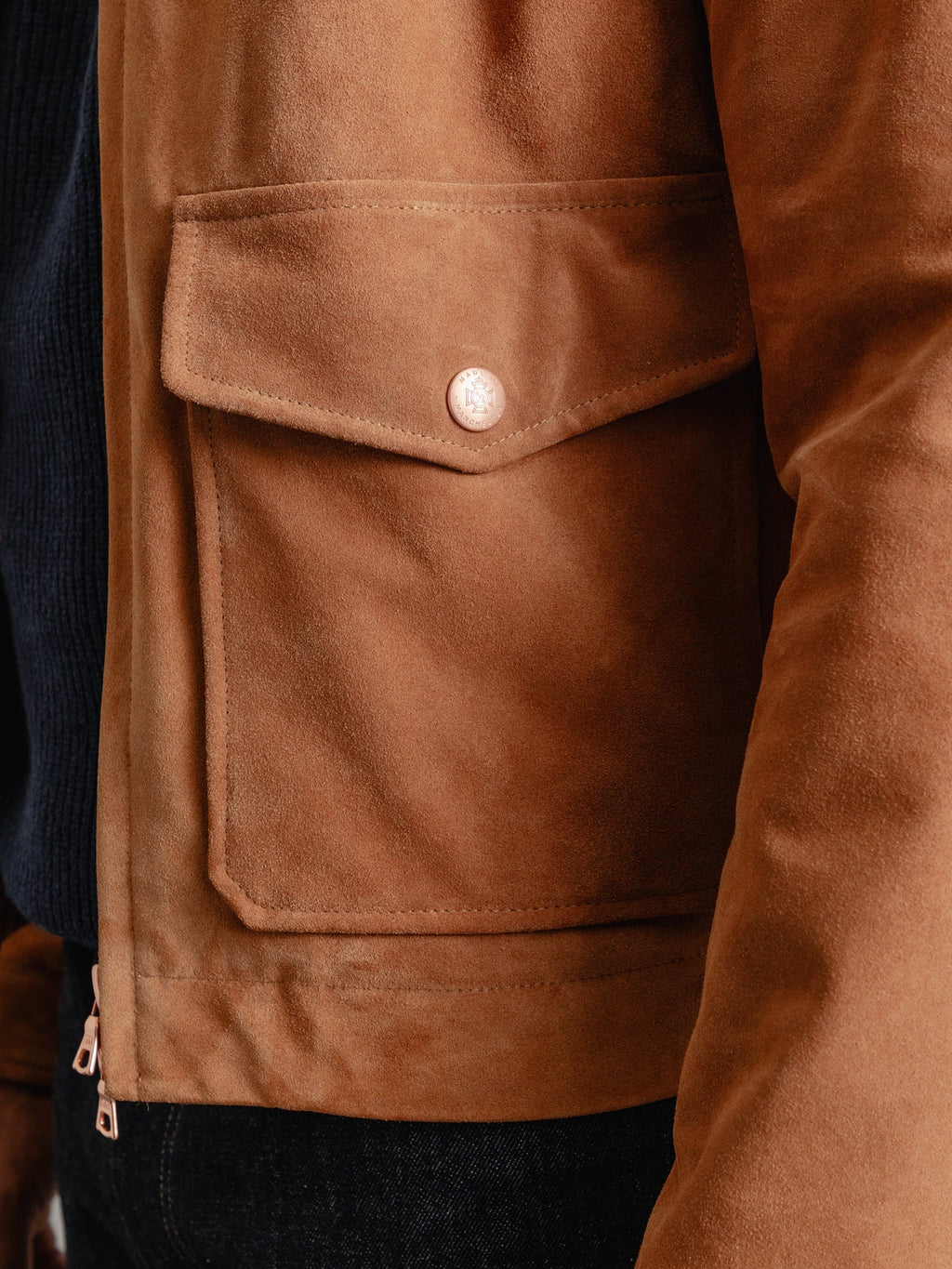 The Calf Suede Bomber - Tan