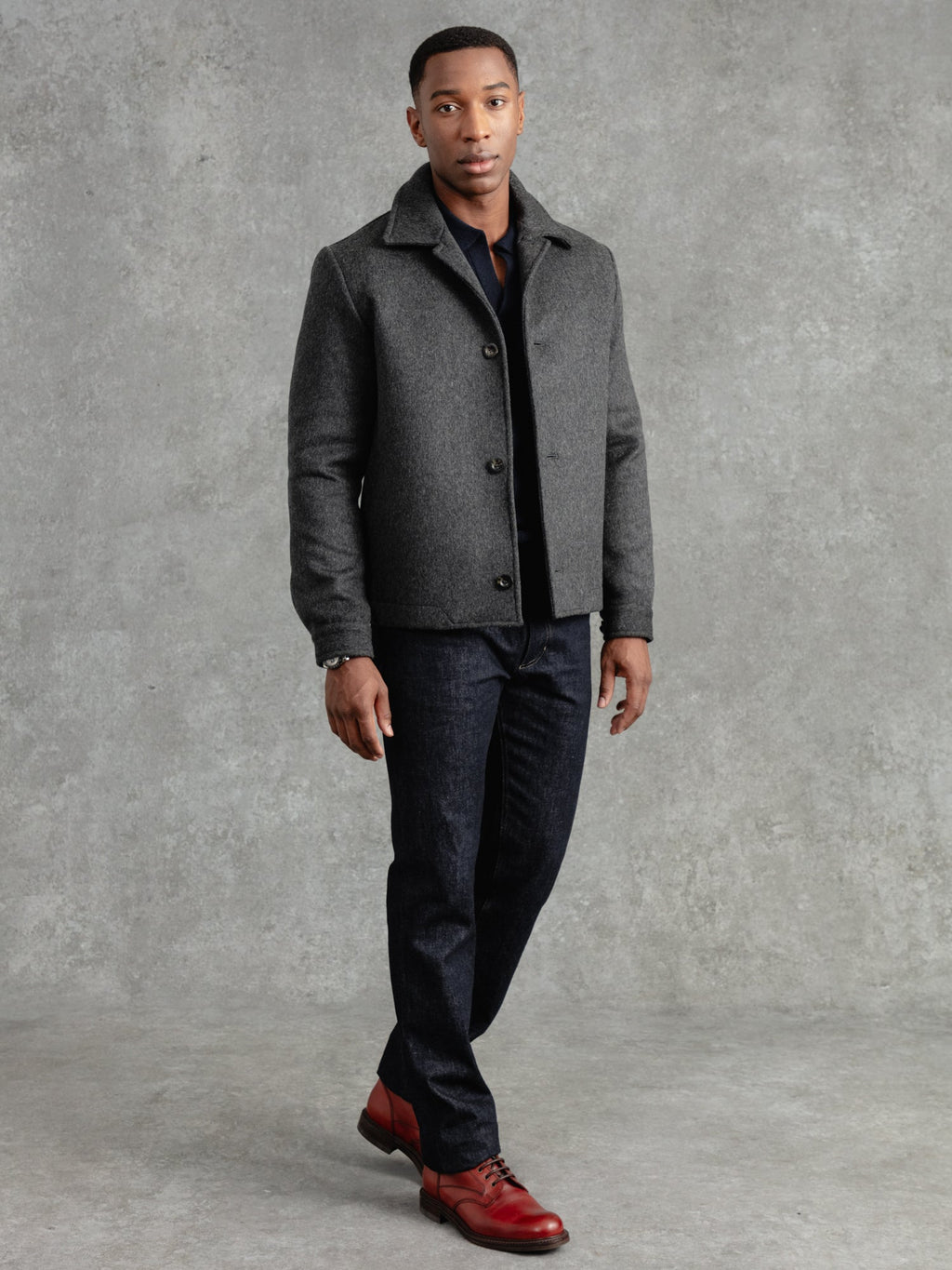 The Cashmere Crew Jacket - Cobble Grey