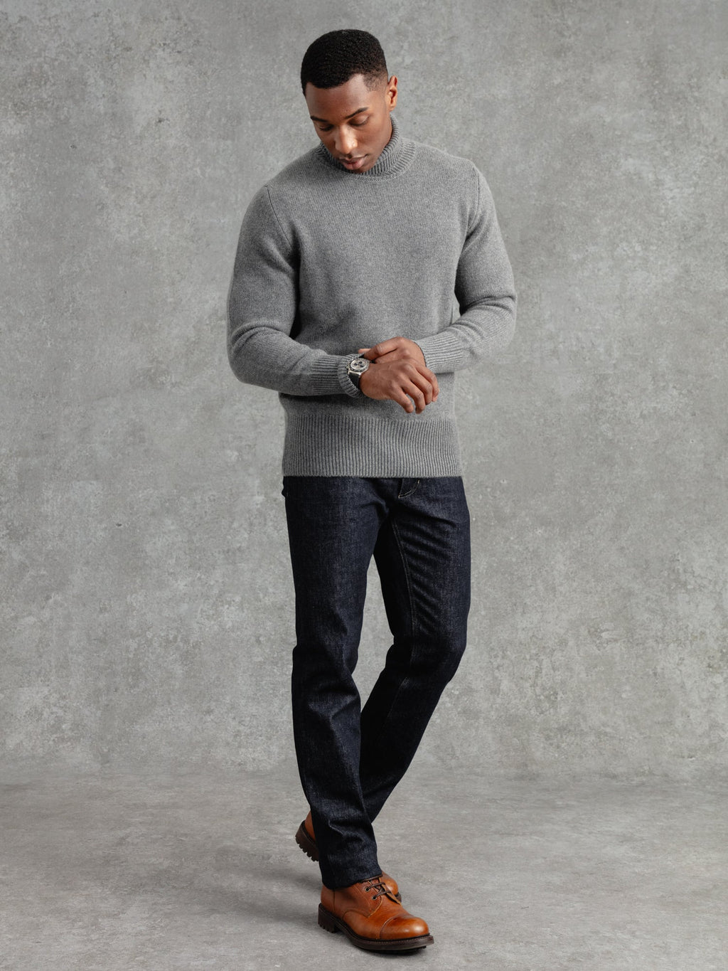 The Cashmere Submariner Rollneck - Cobble Grey
