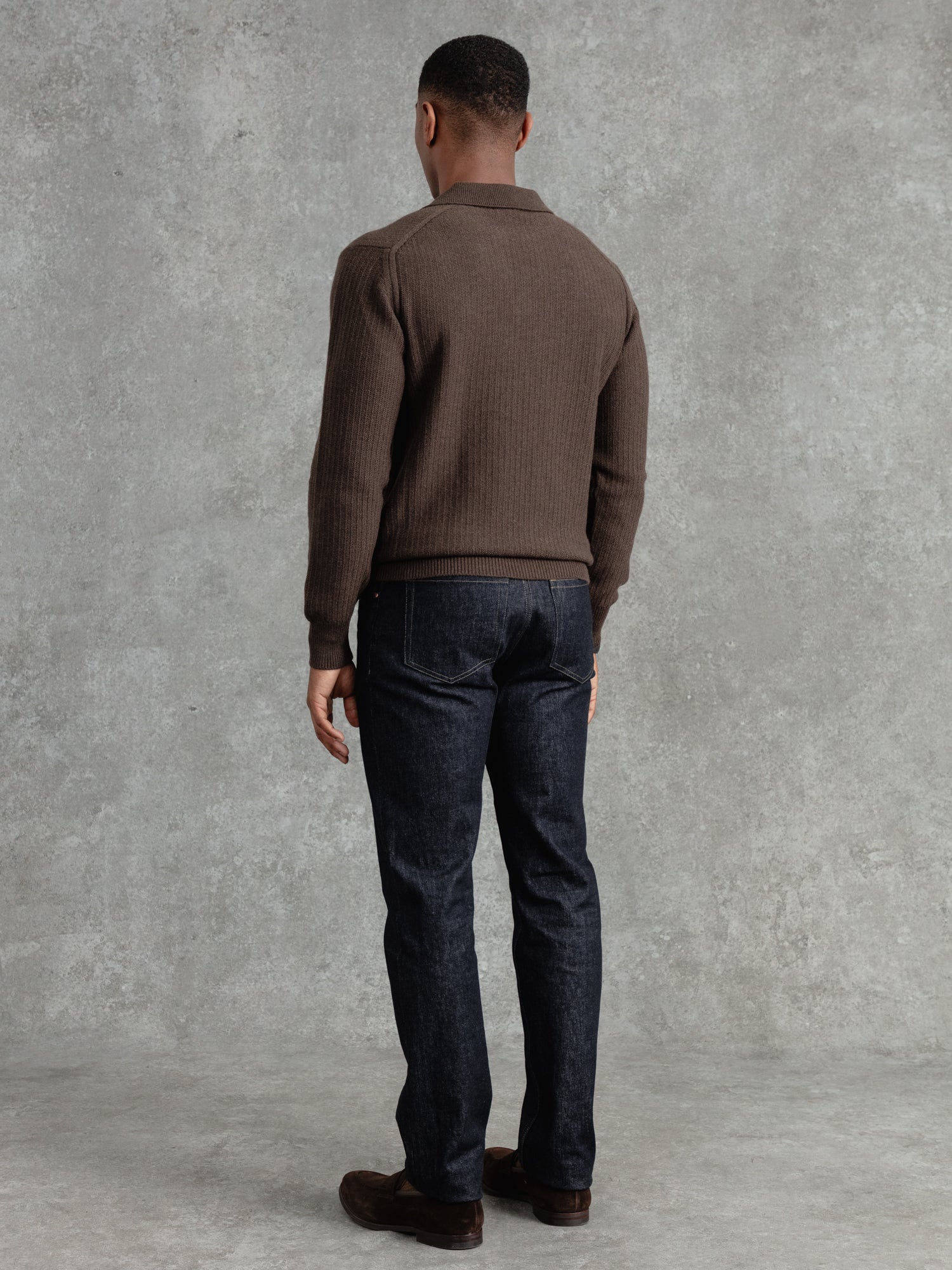 The Open Collar Cashmere Jumper - Bark